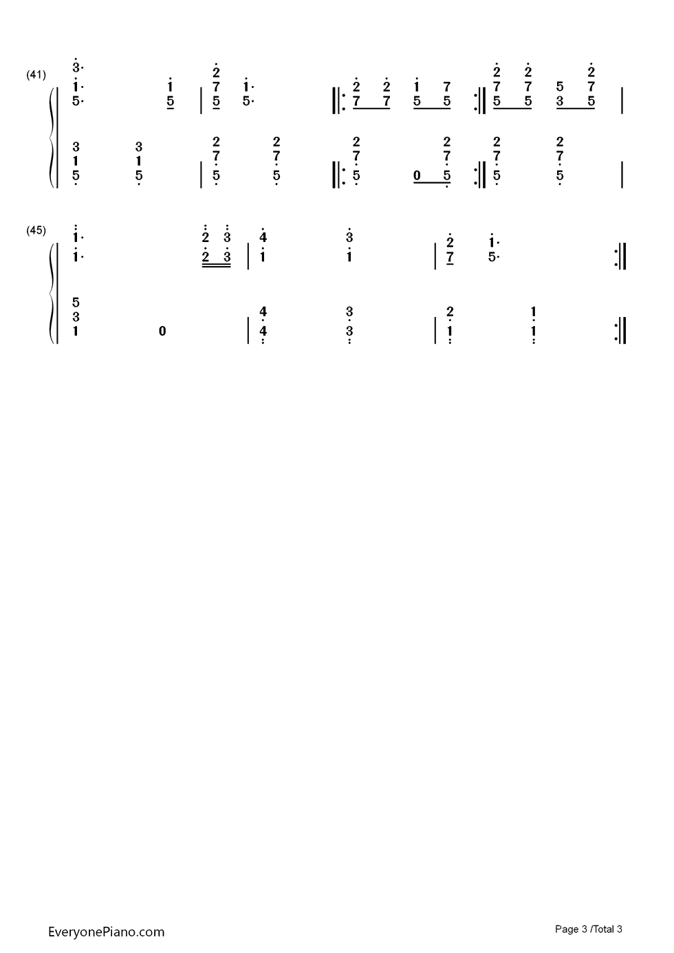 爱我中华钢琴简谱-数字双手-宋祖英3