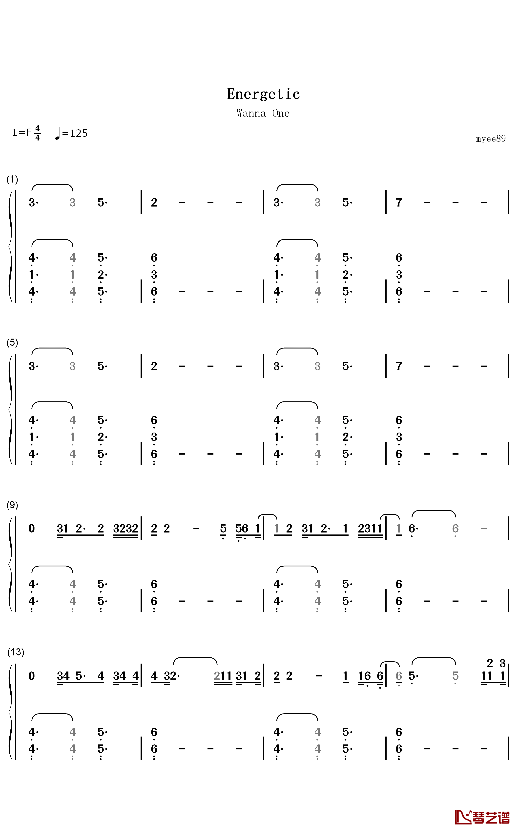 Energetic钢琴简谱-数字双手-Wanna One1