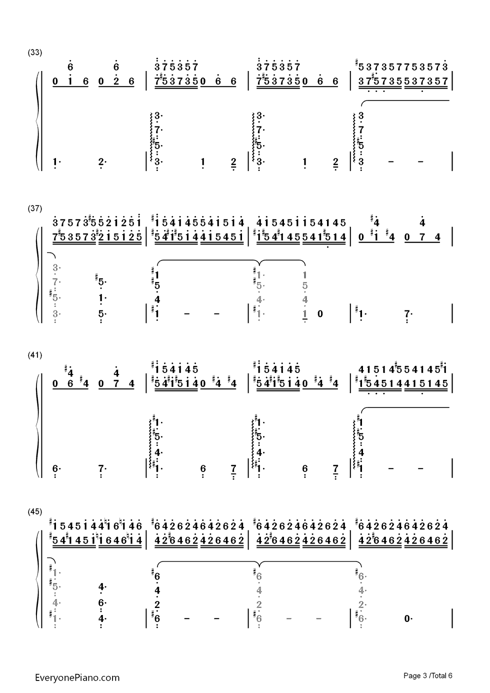 清晨钢琴简谱-数字双手-格里格3