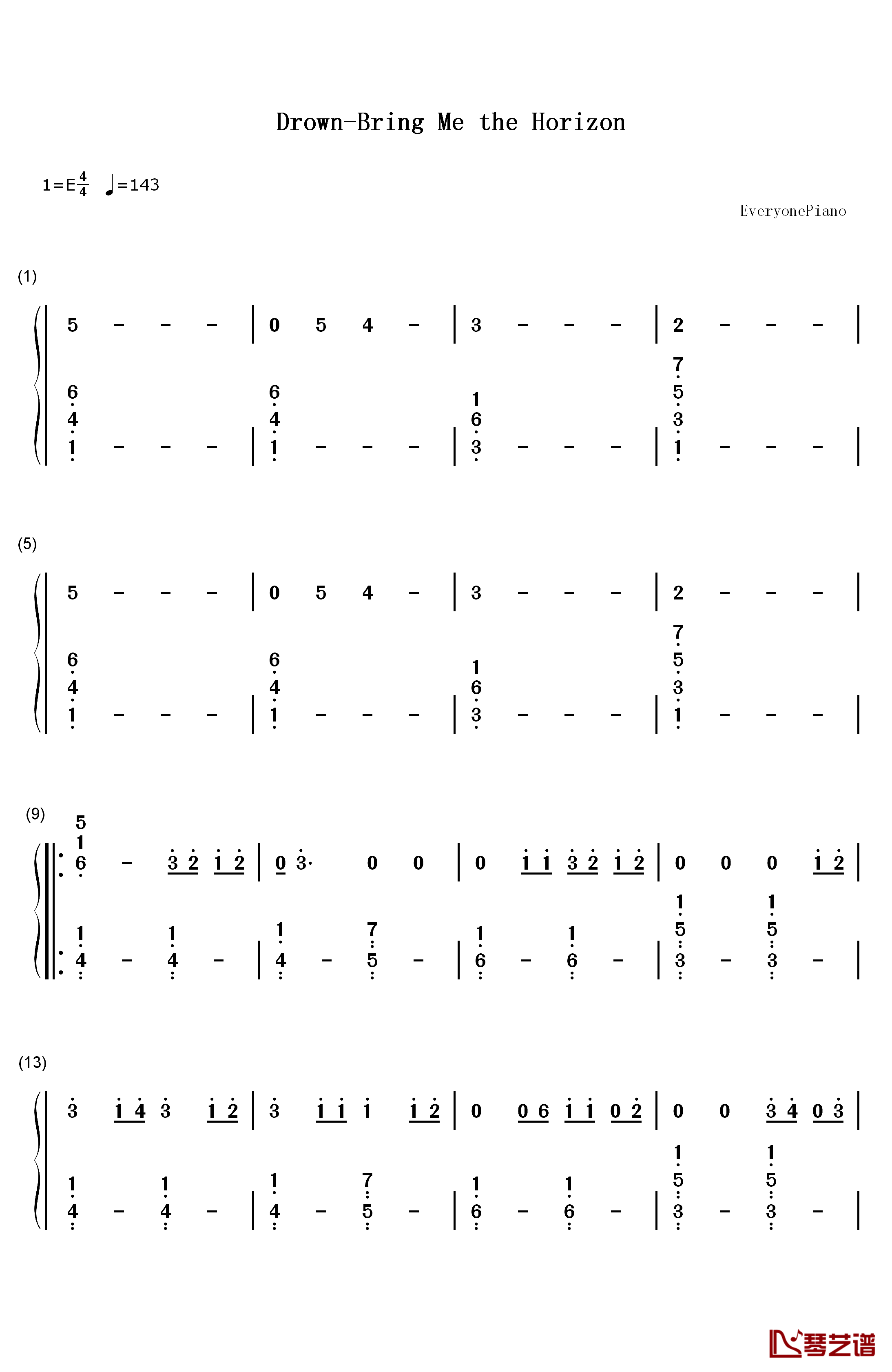 Drown钢琴简谱-数字双手-Bring Me the Horizon1