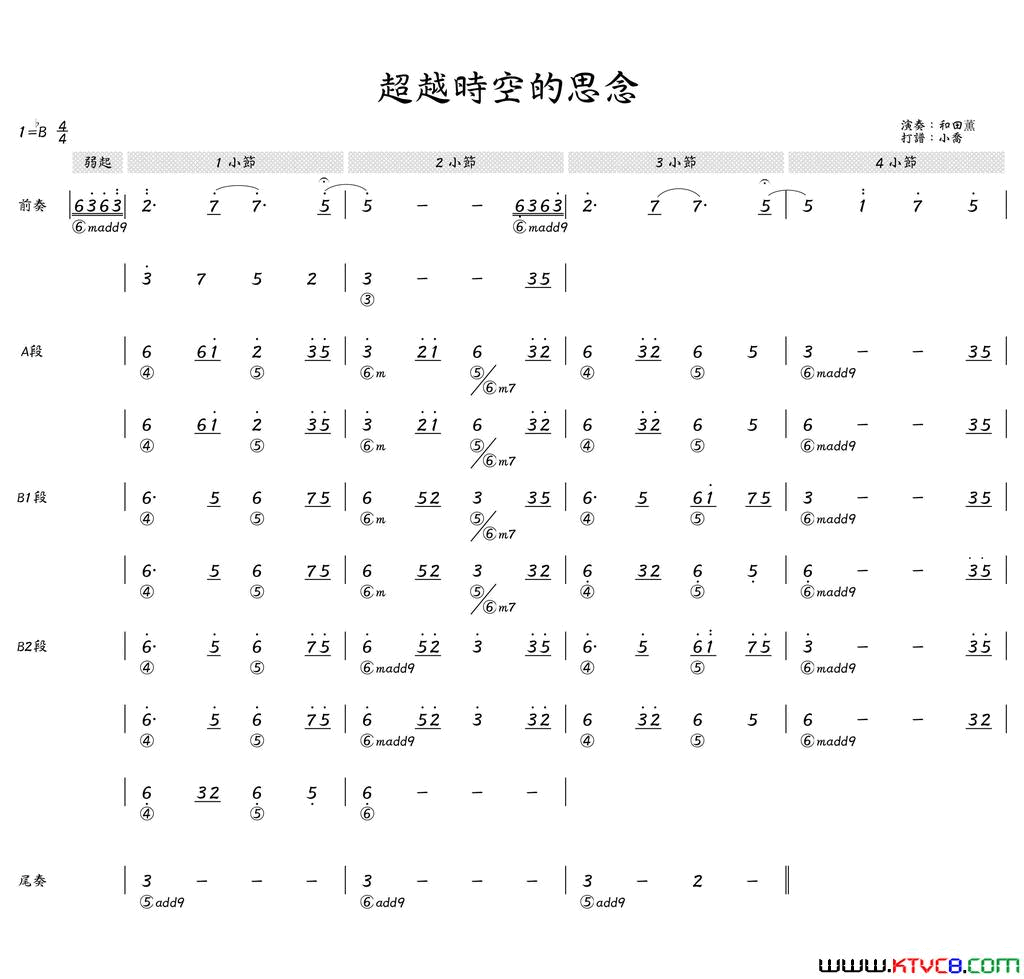 超越時空的思念简和谱简谱-和田薰演唱1