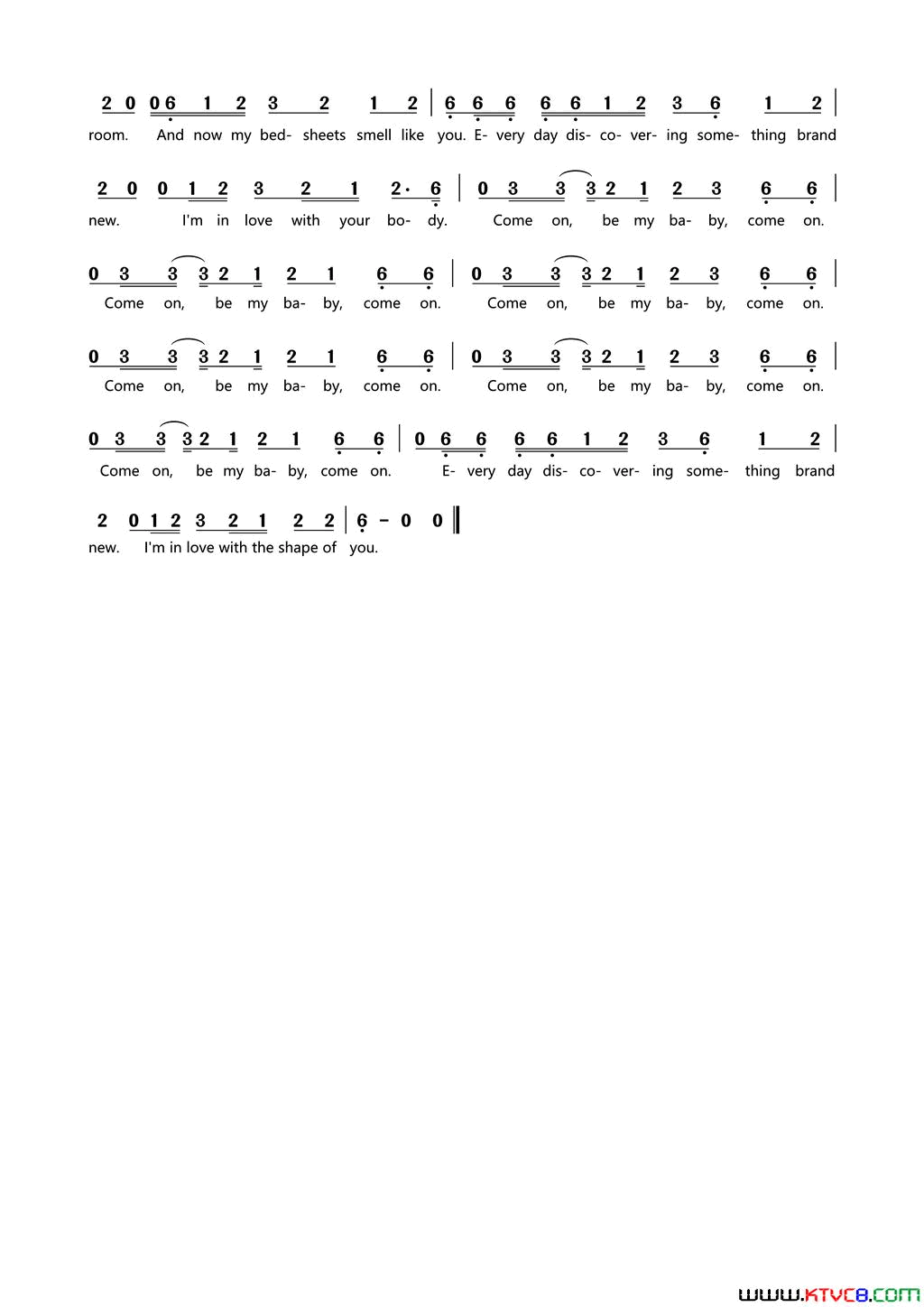 Shape of You简谱1