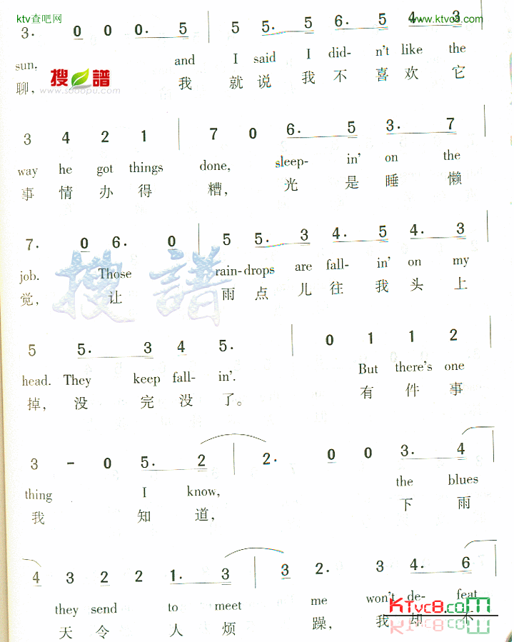 RaindropsKeepFallingOnMyHead简谱1