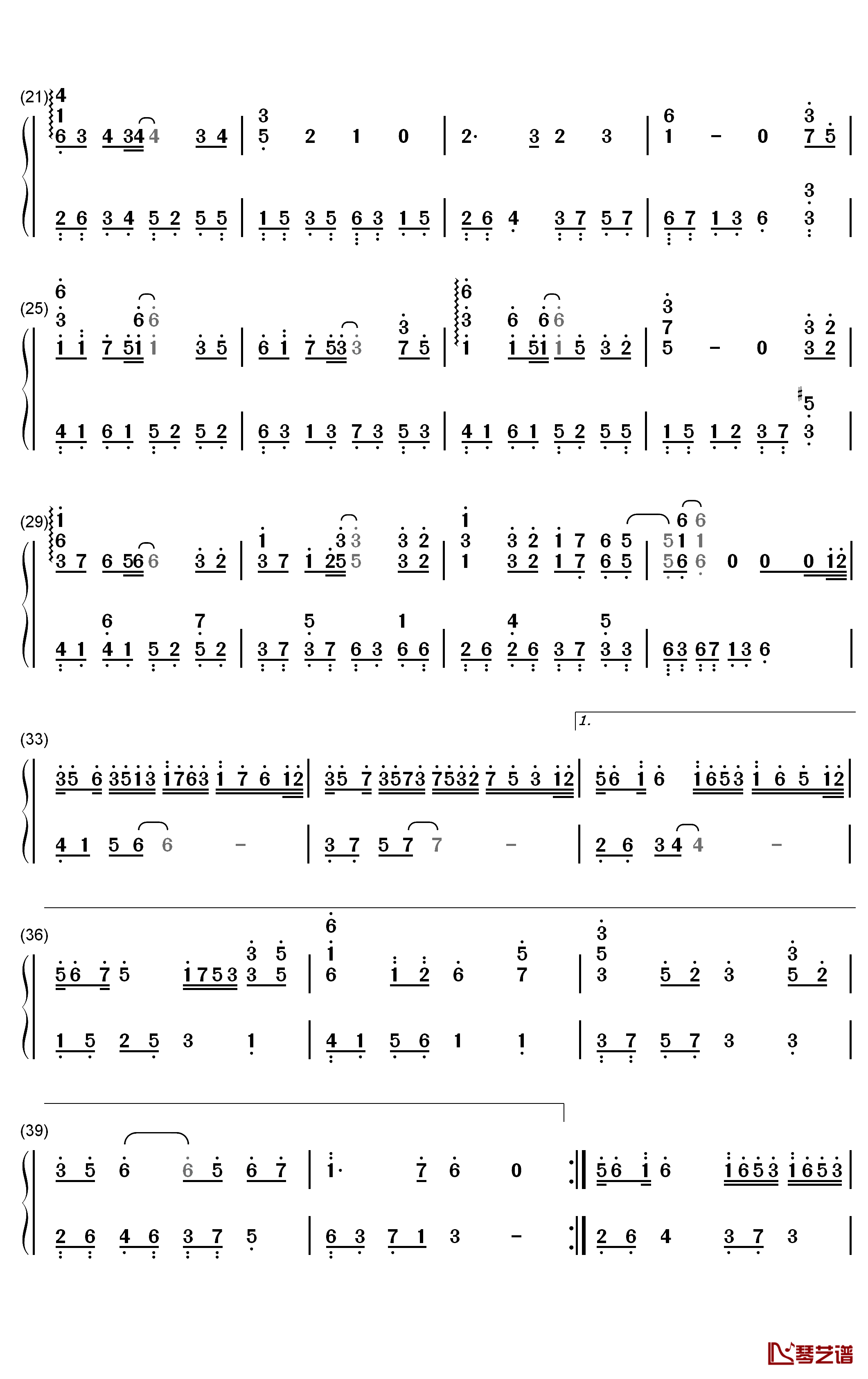 天若灵犀钢琴简谱-数字双手-银临/小曲儿2