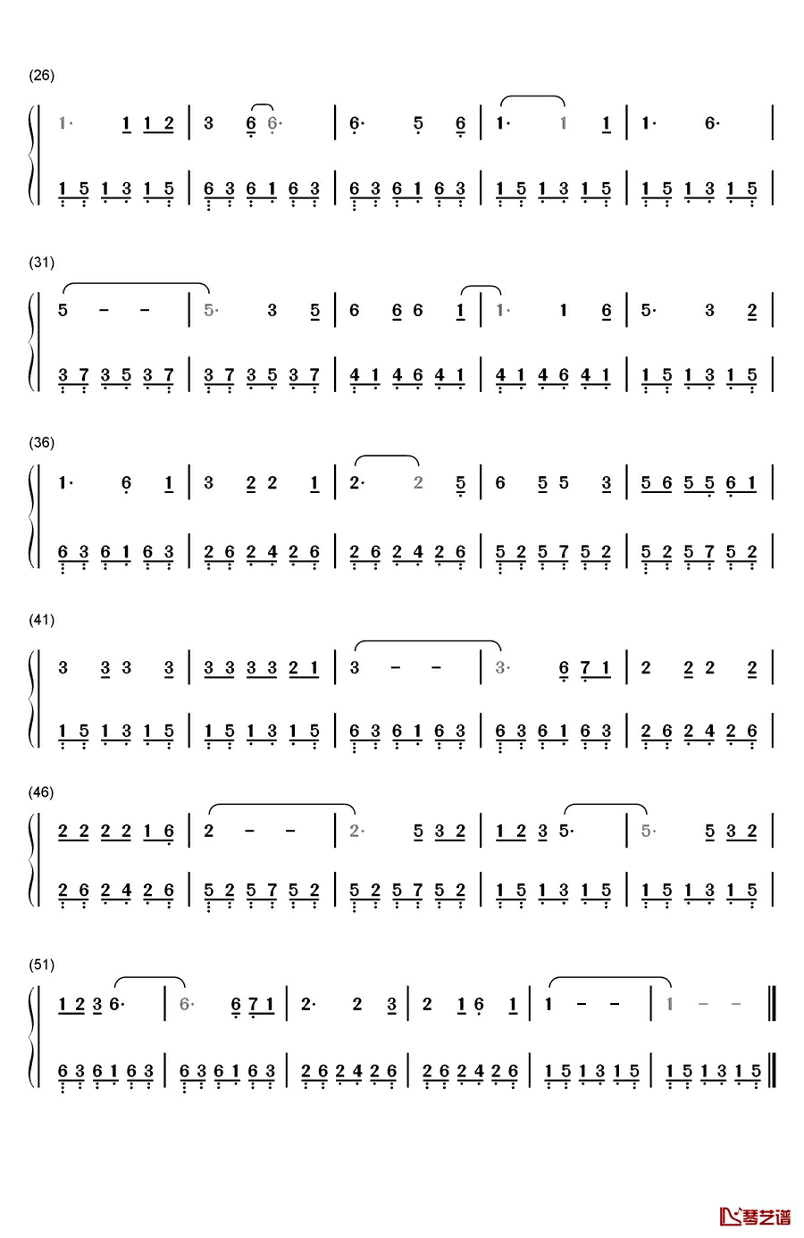 再回首钢琴简谱-数字双手-苏芮2