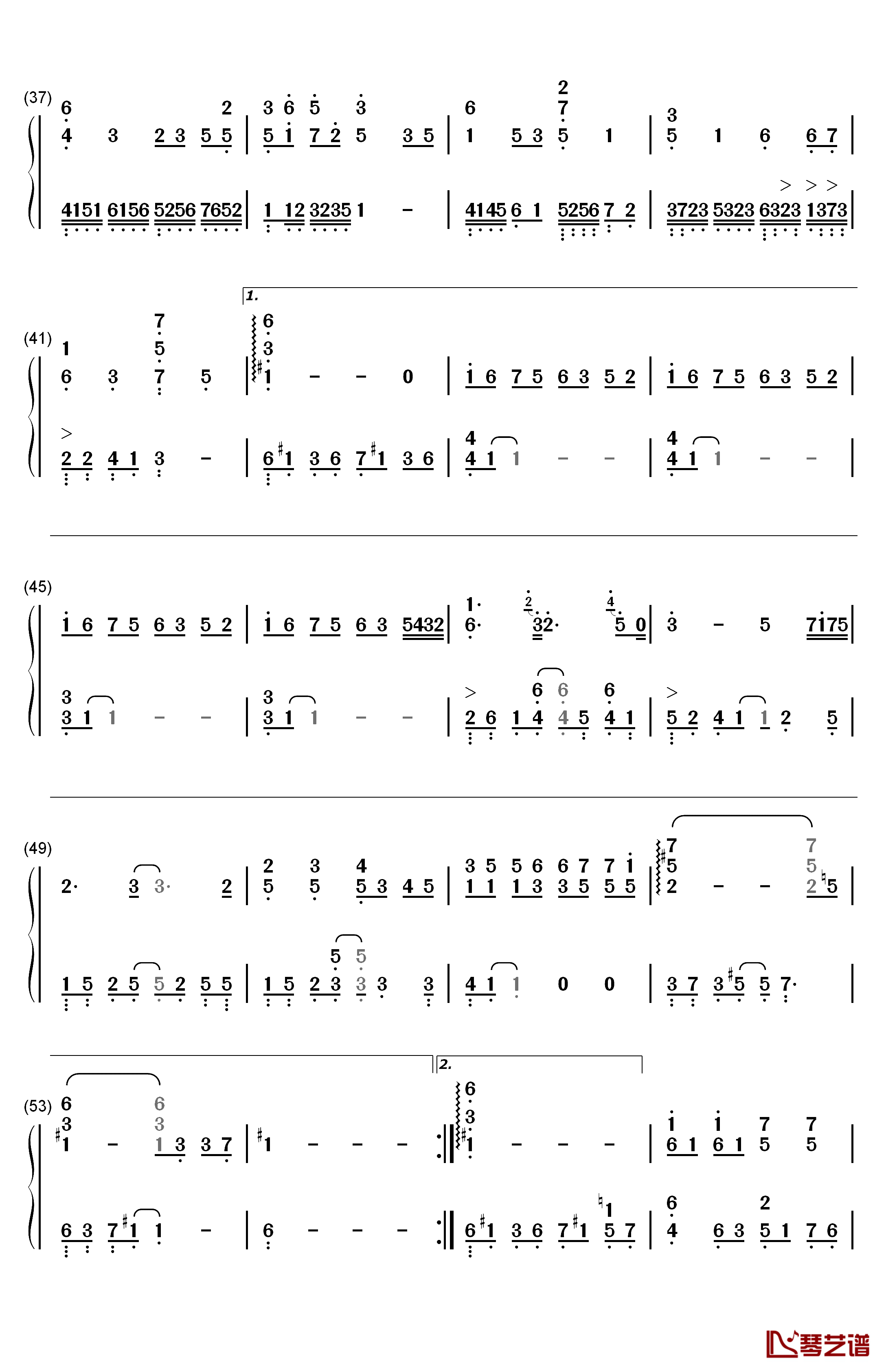 海角七号钢琴简谱-数字双手-东来东往3