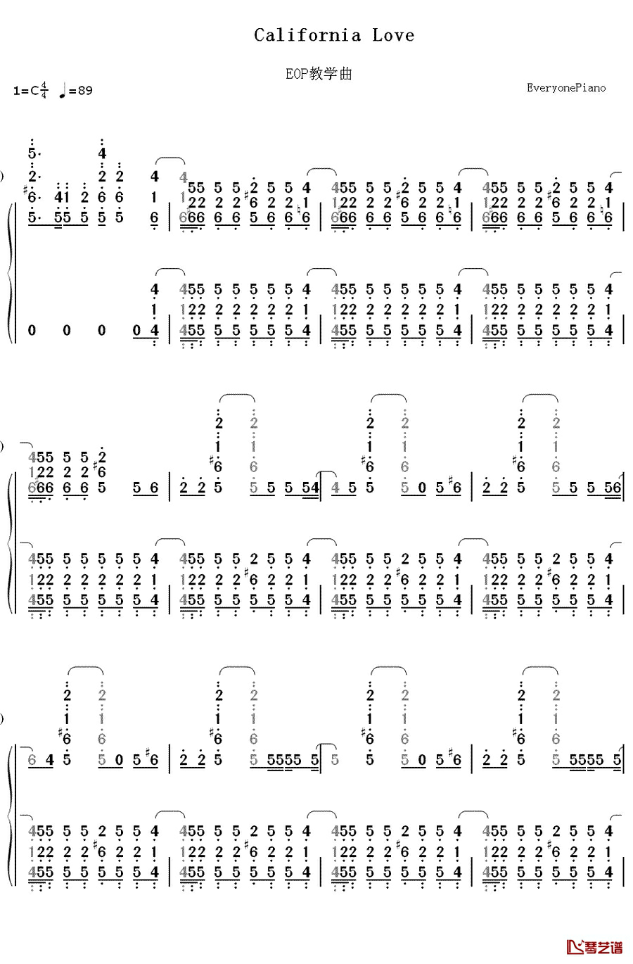California Love钢琴简谱-数字双手-2Pac1
