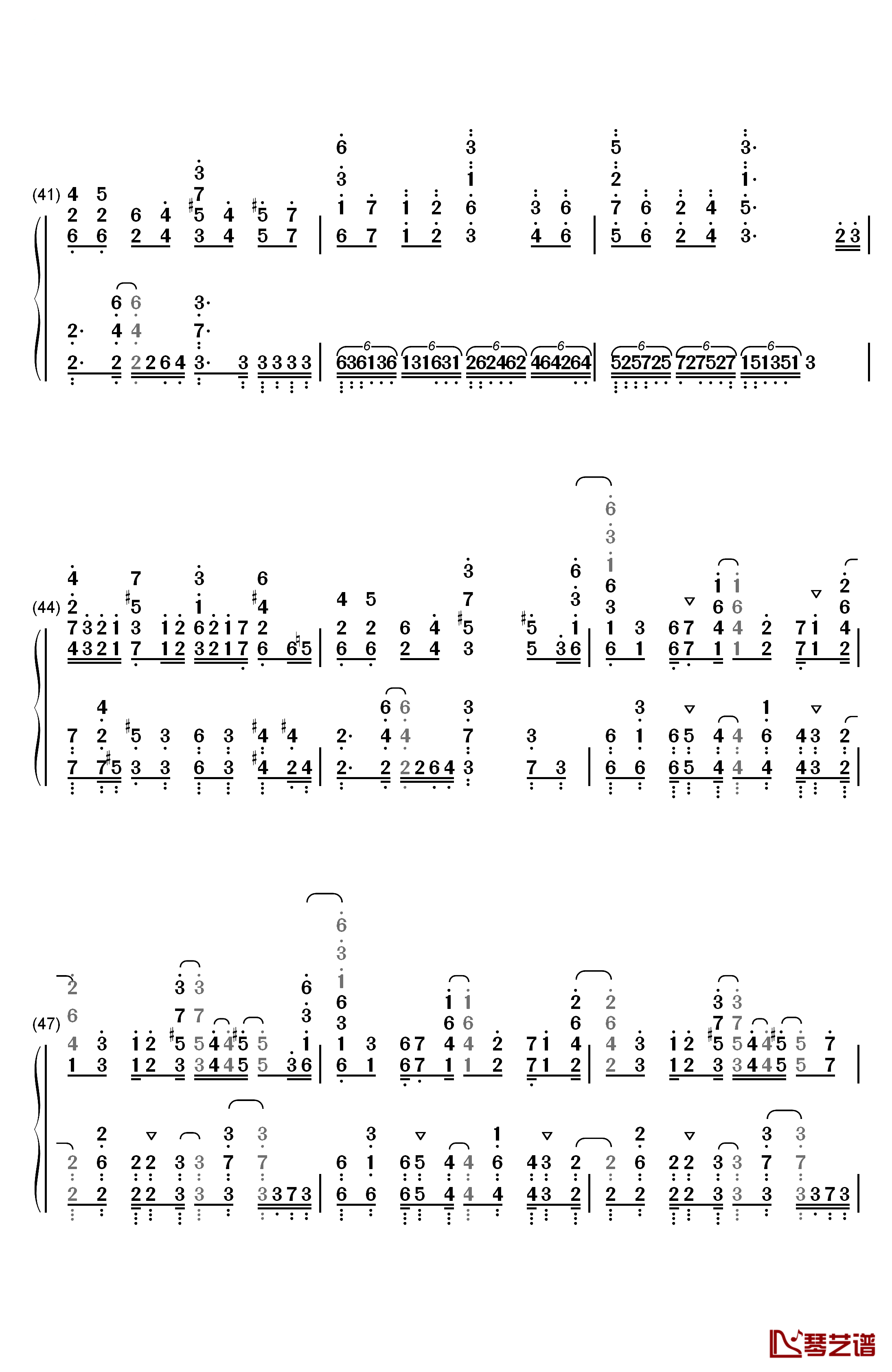 热情のスペクトラム钢琴简谱-数字双手-生物股长5