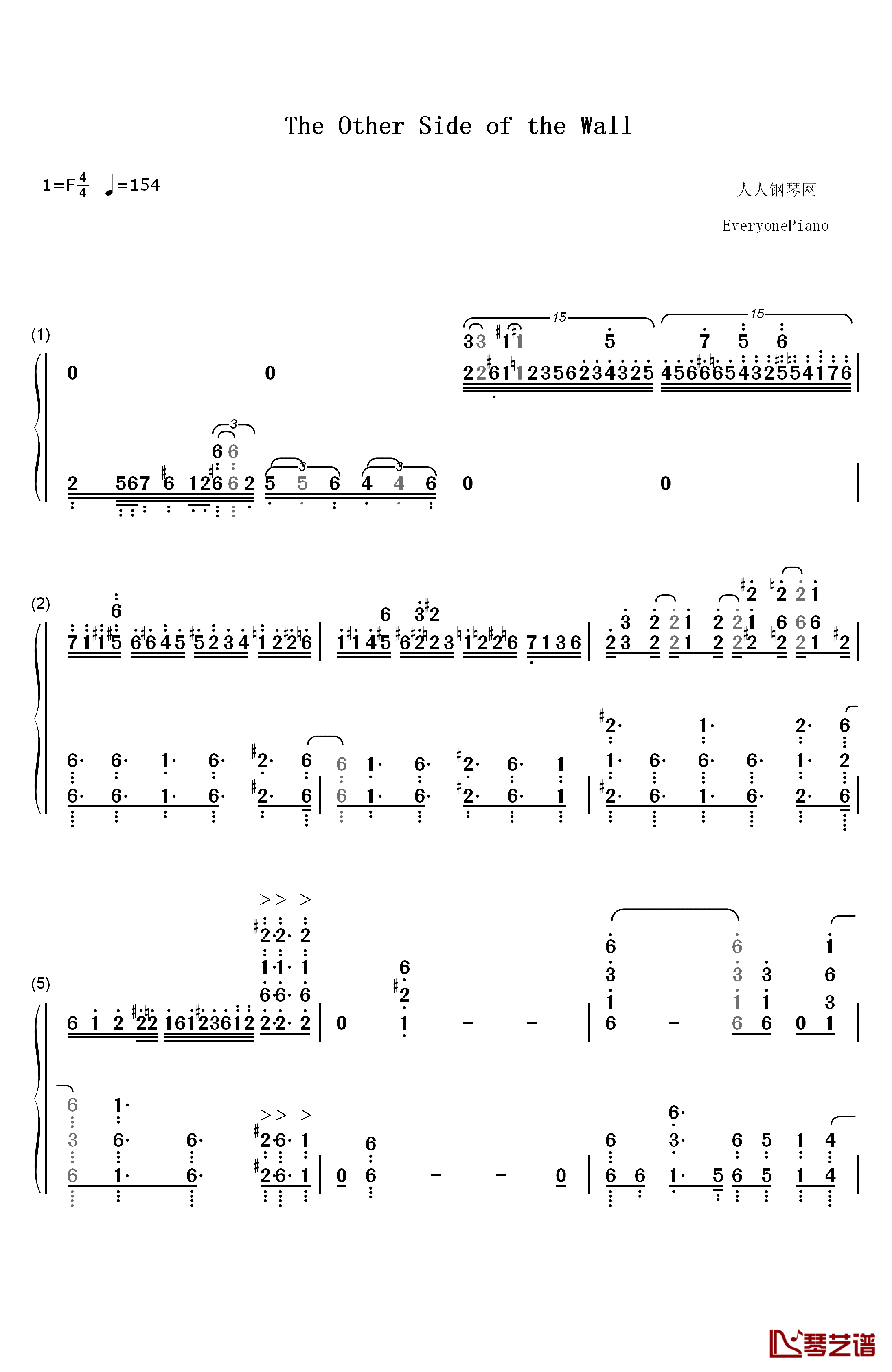 The Other Side Of The Wall钢琴简谱-数字双手-Void_Chords  MARU1