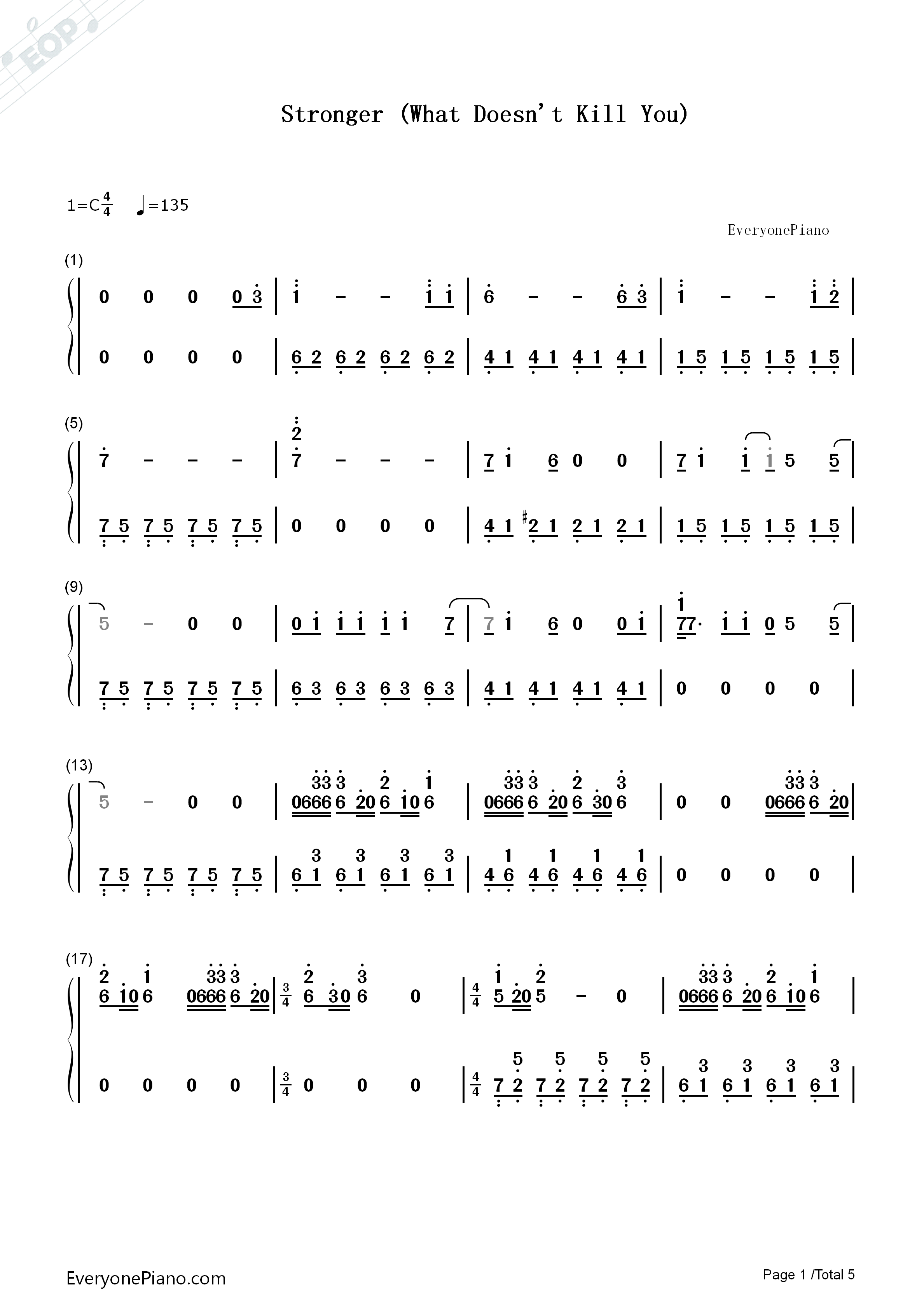 Stronger (What Doesn't Kill You)钢琴简谱-Kelly Clarkson演唱1