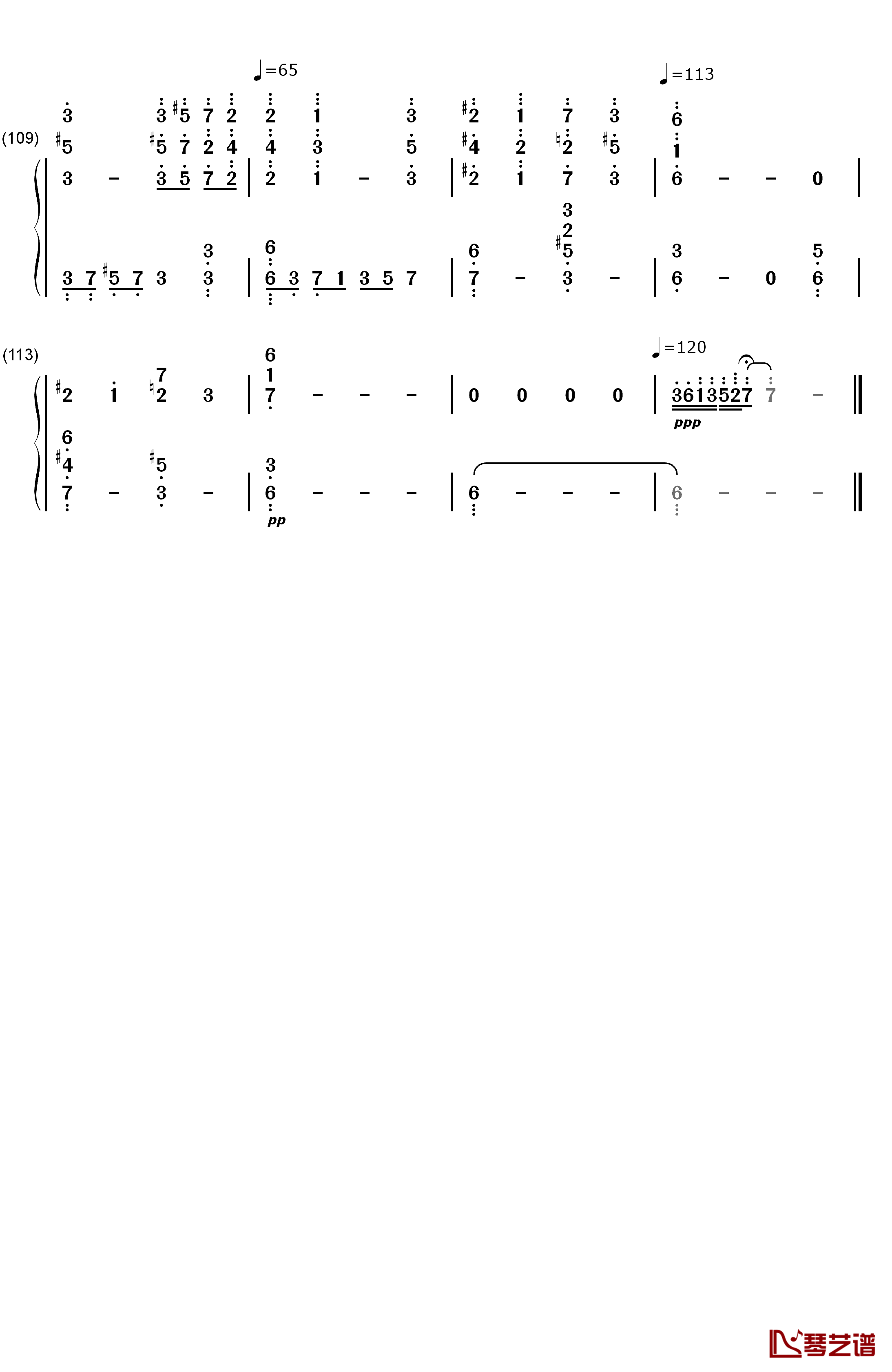 微光角落钢琴简谱-数字双手-林海6