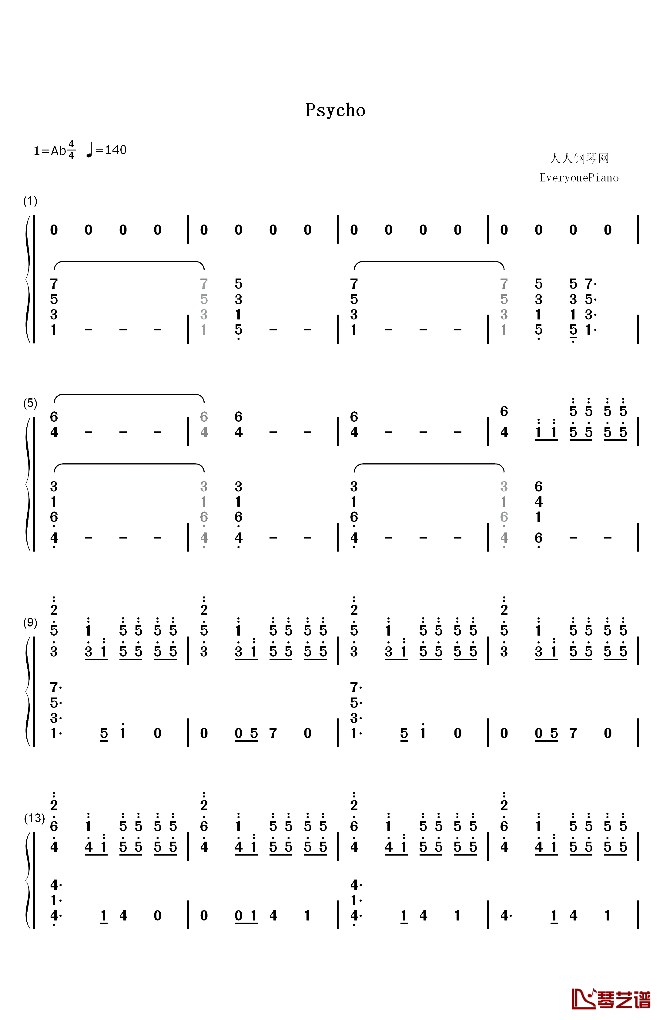 Psycho钢琴简谱-数字双手-Post Malone Ty Dolla Sign1