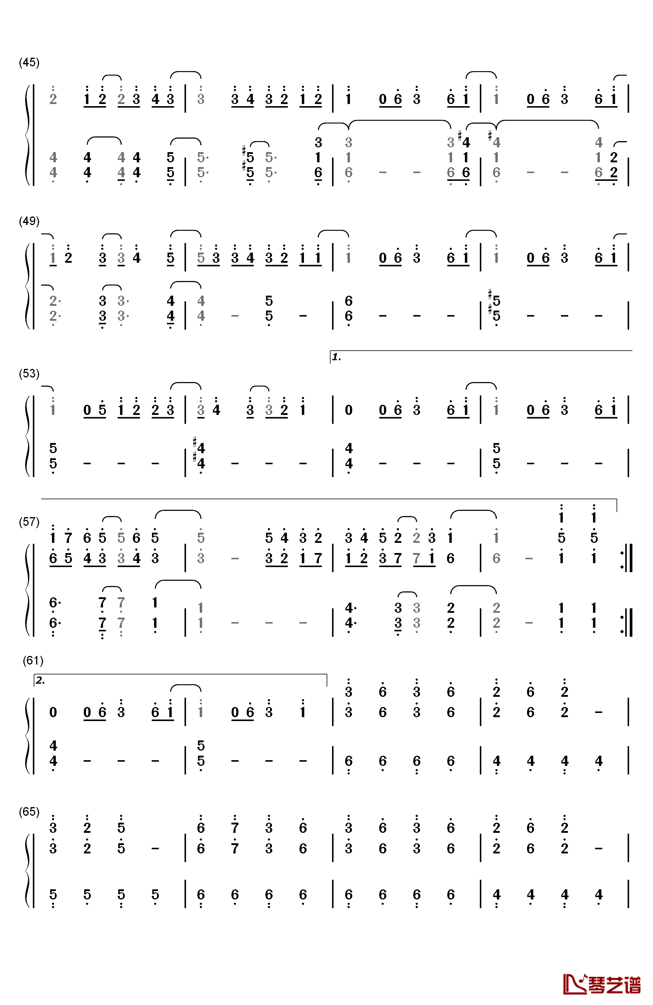 さよならバイスタンダー 钢琴简谱-数字双手-YUKI3