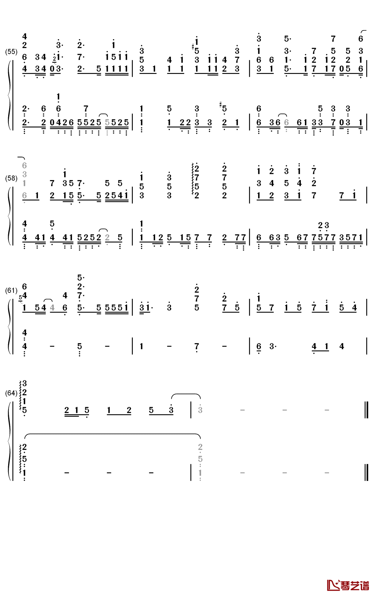 后来遇见他钢琴简谱-数字双手-胡665