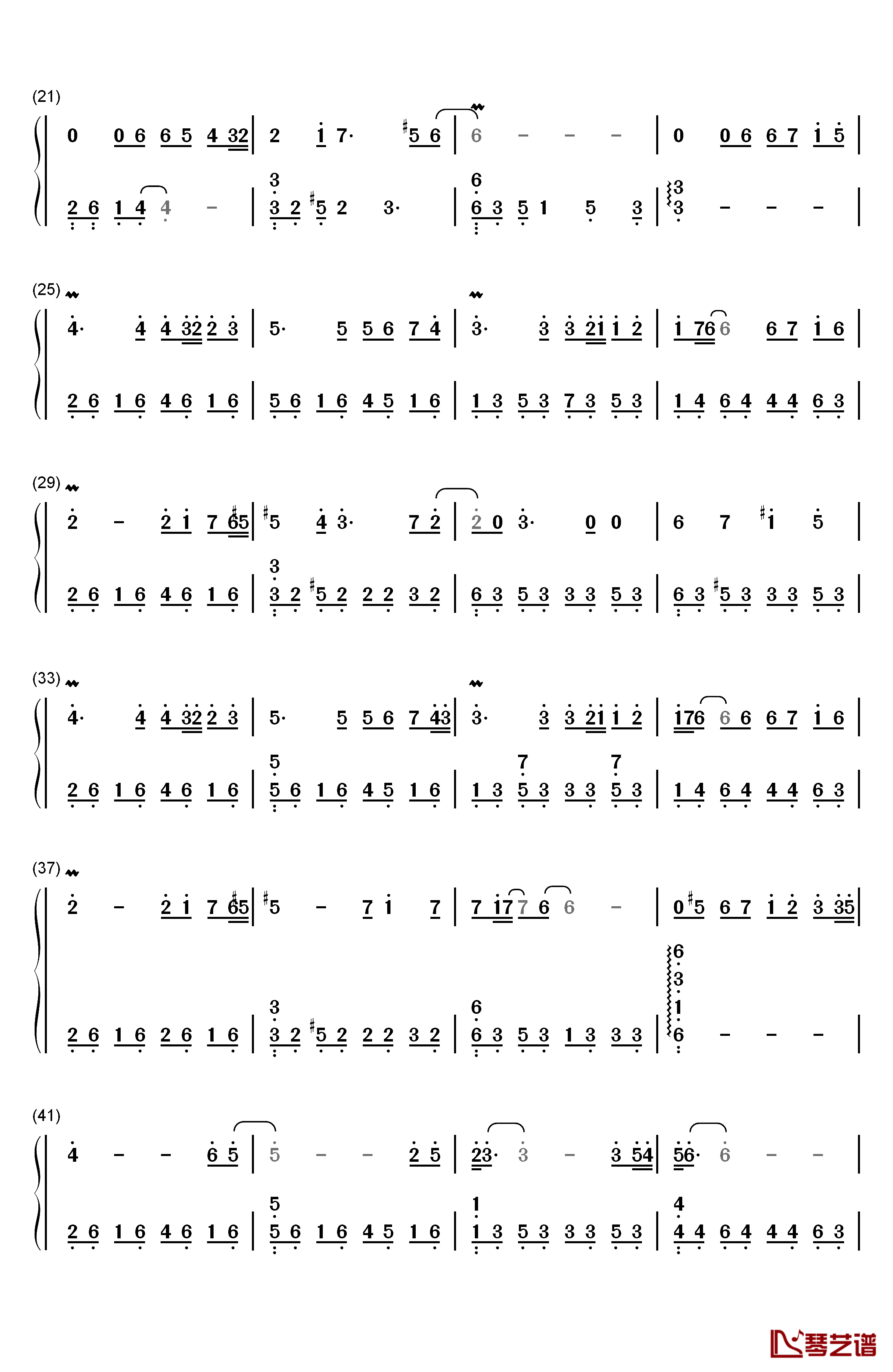 流着泪说分手钢琴简谱-数字双手-金志文2