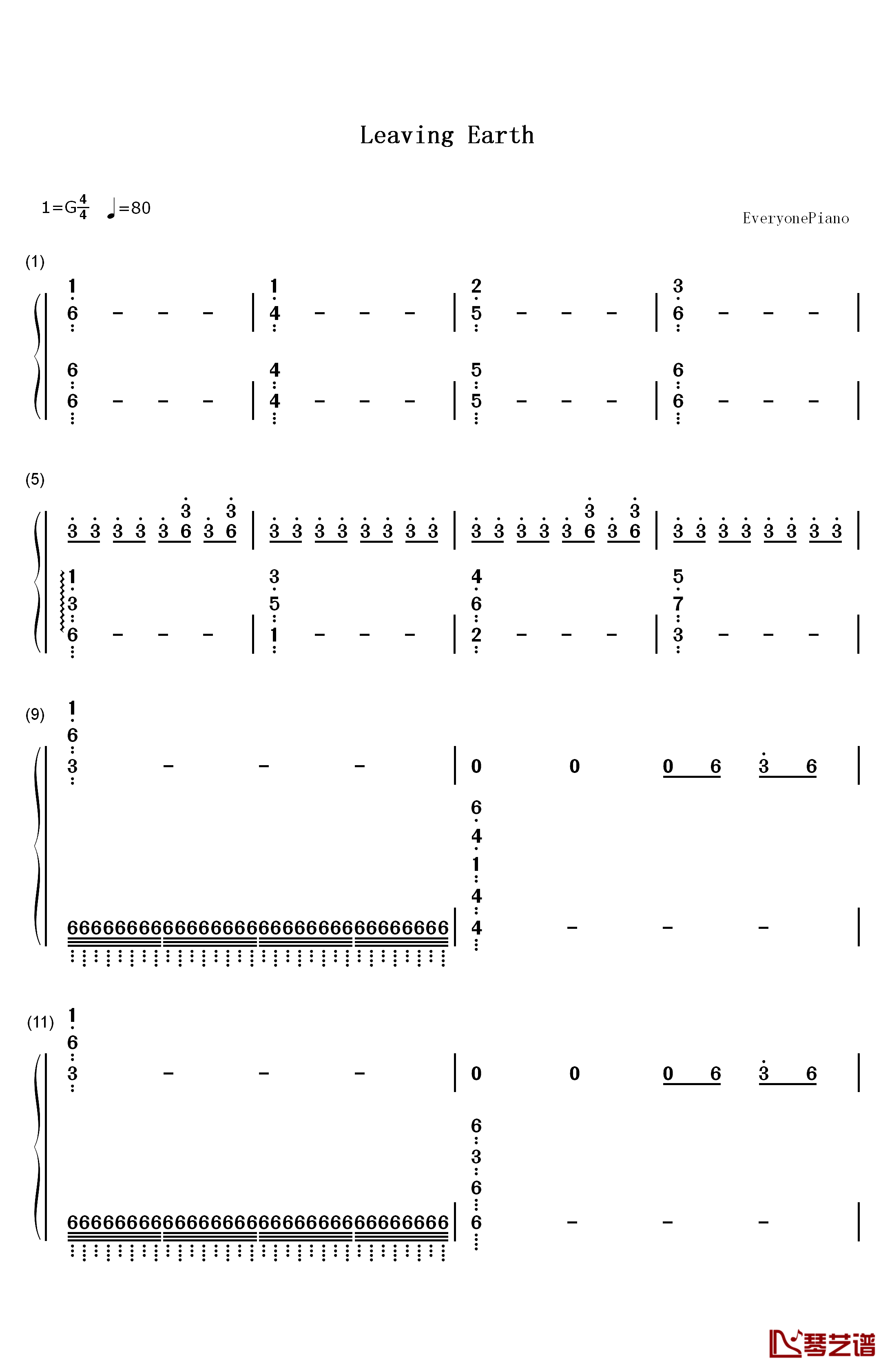 Leaving Earth钢琴简谱-数字双手-Sam Hulick1