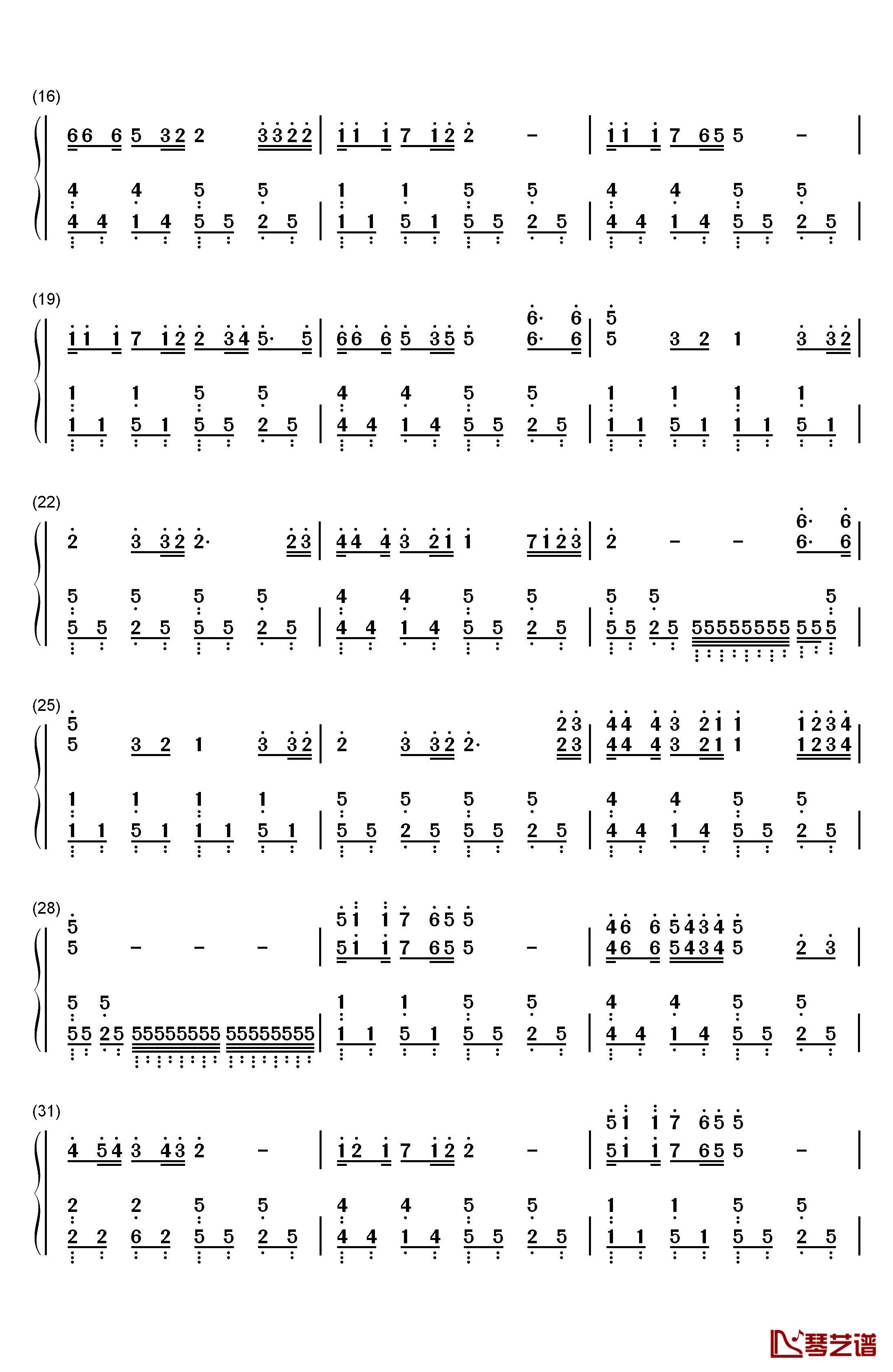 过大年钢琴简谱-数字双手-俞静2