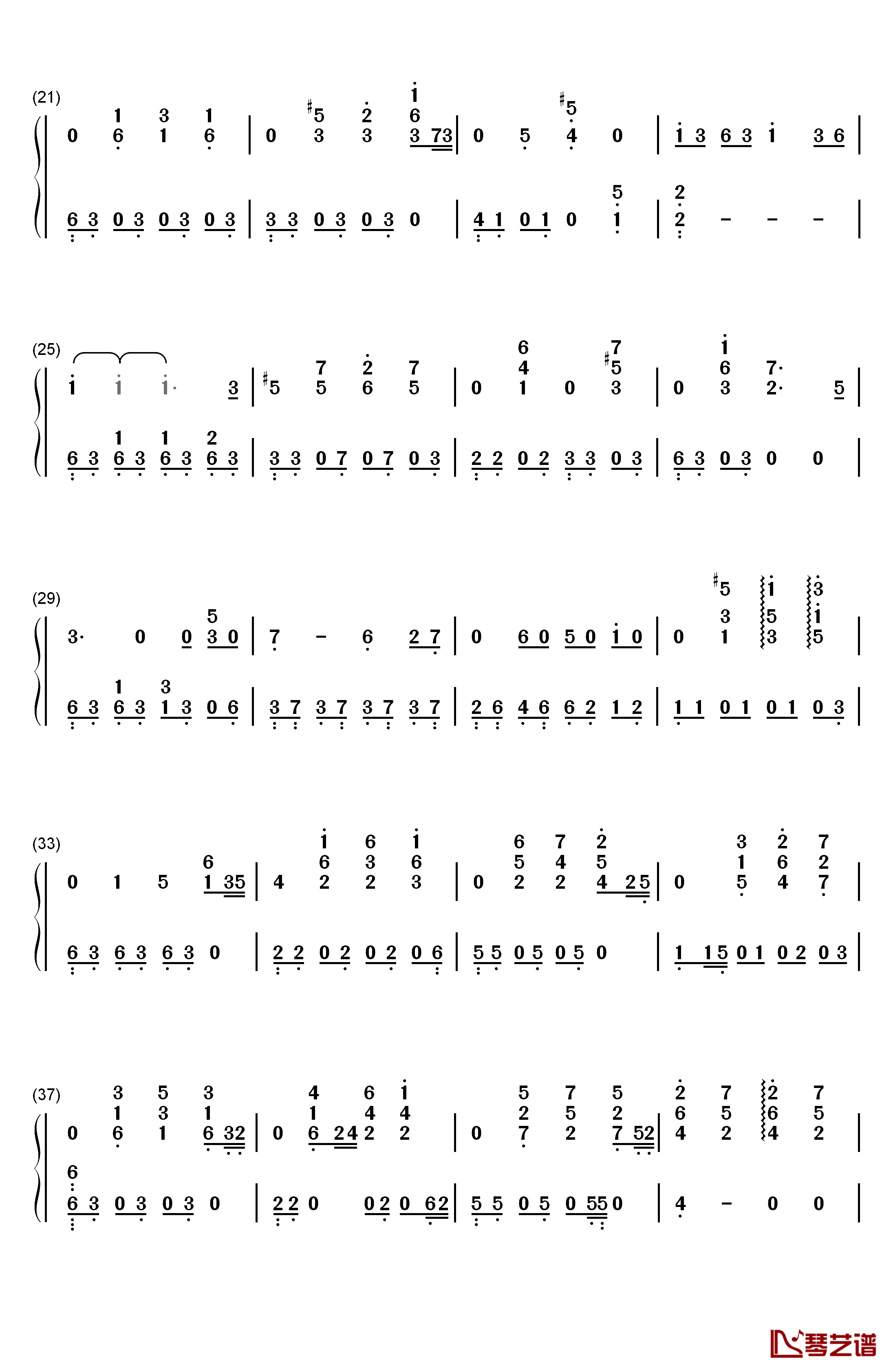 停格钢琴简谱-数字双手-蔡健雅2