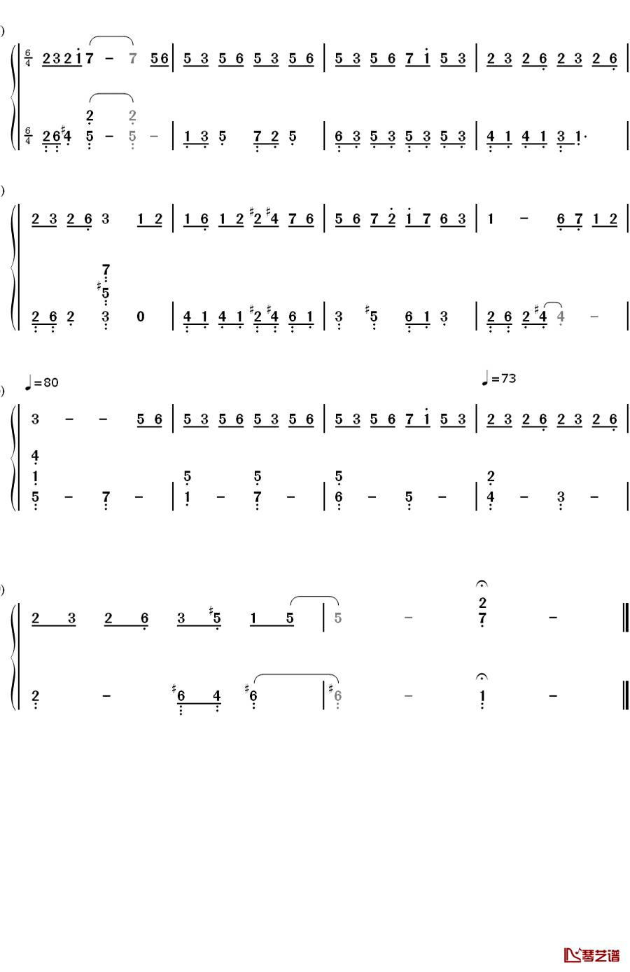 ソ.ラ.ソ.ミ钢琴简谱-数字双手-コーコーヤ3