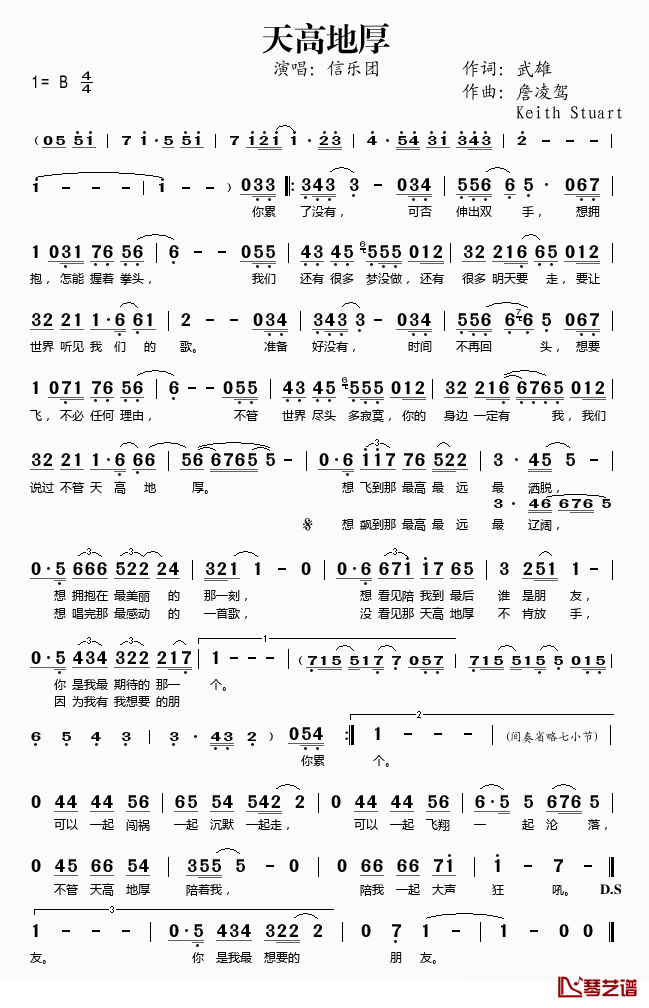 天高地厚简谱(歌词)-信乐团演唱-桃李醉春风记谱1