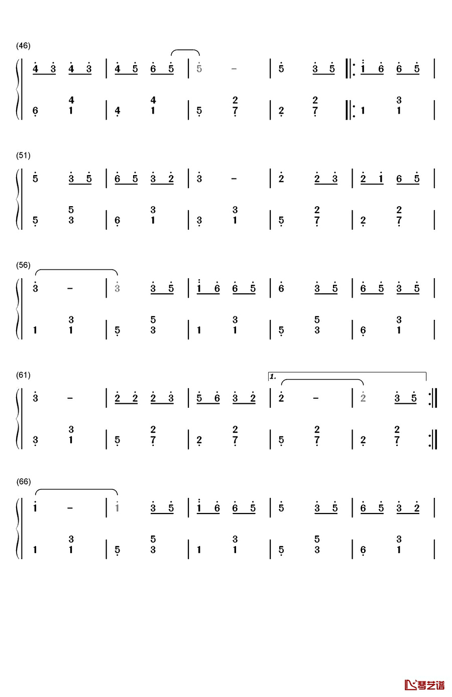 QQ爱钢琴简谱-数字双手-S翼乐团3