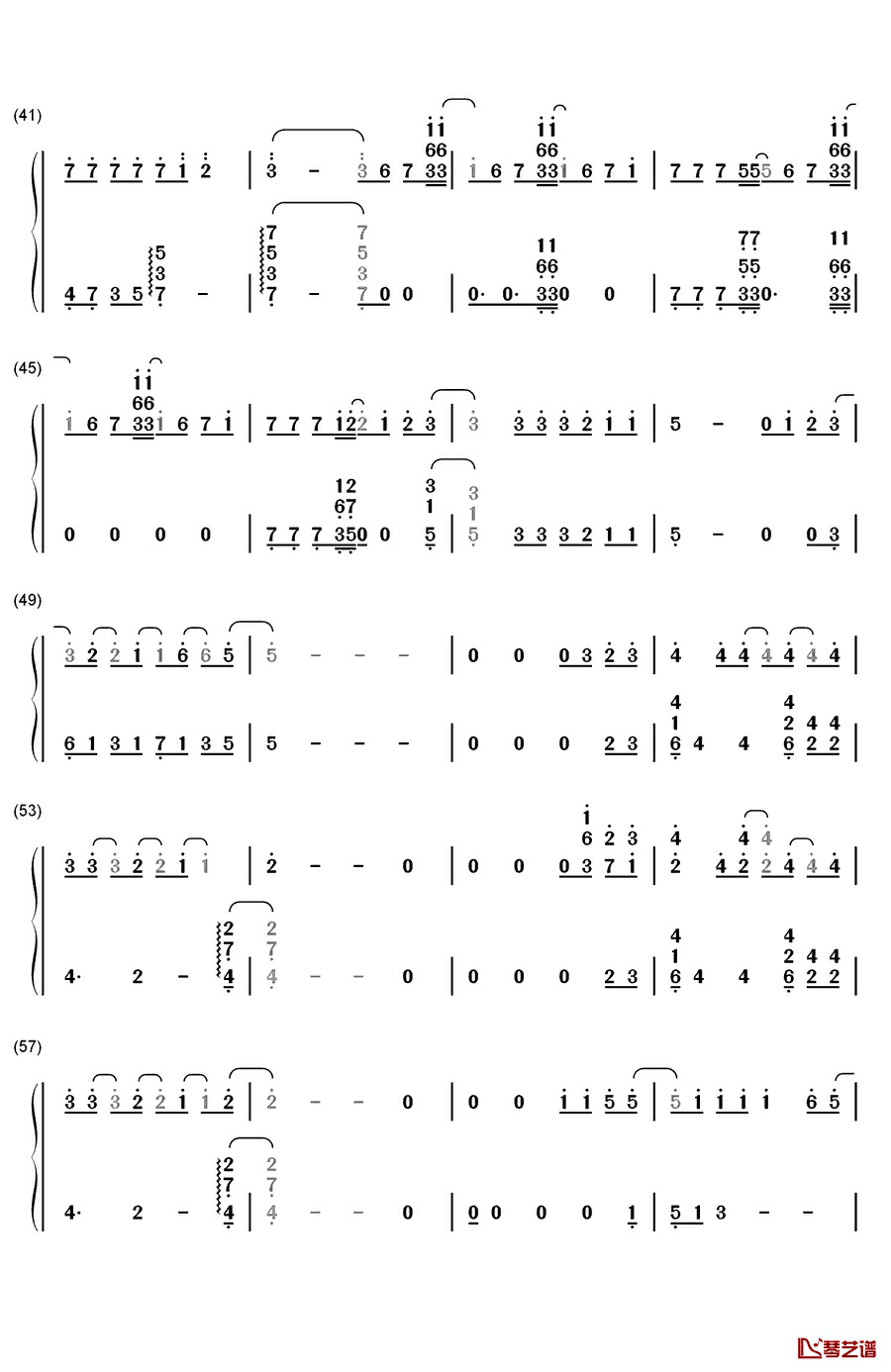 我不会喜欢你钢琴简谱-数字双手-陈柏霖3