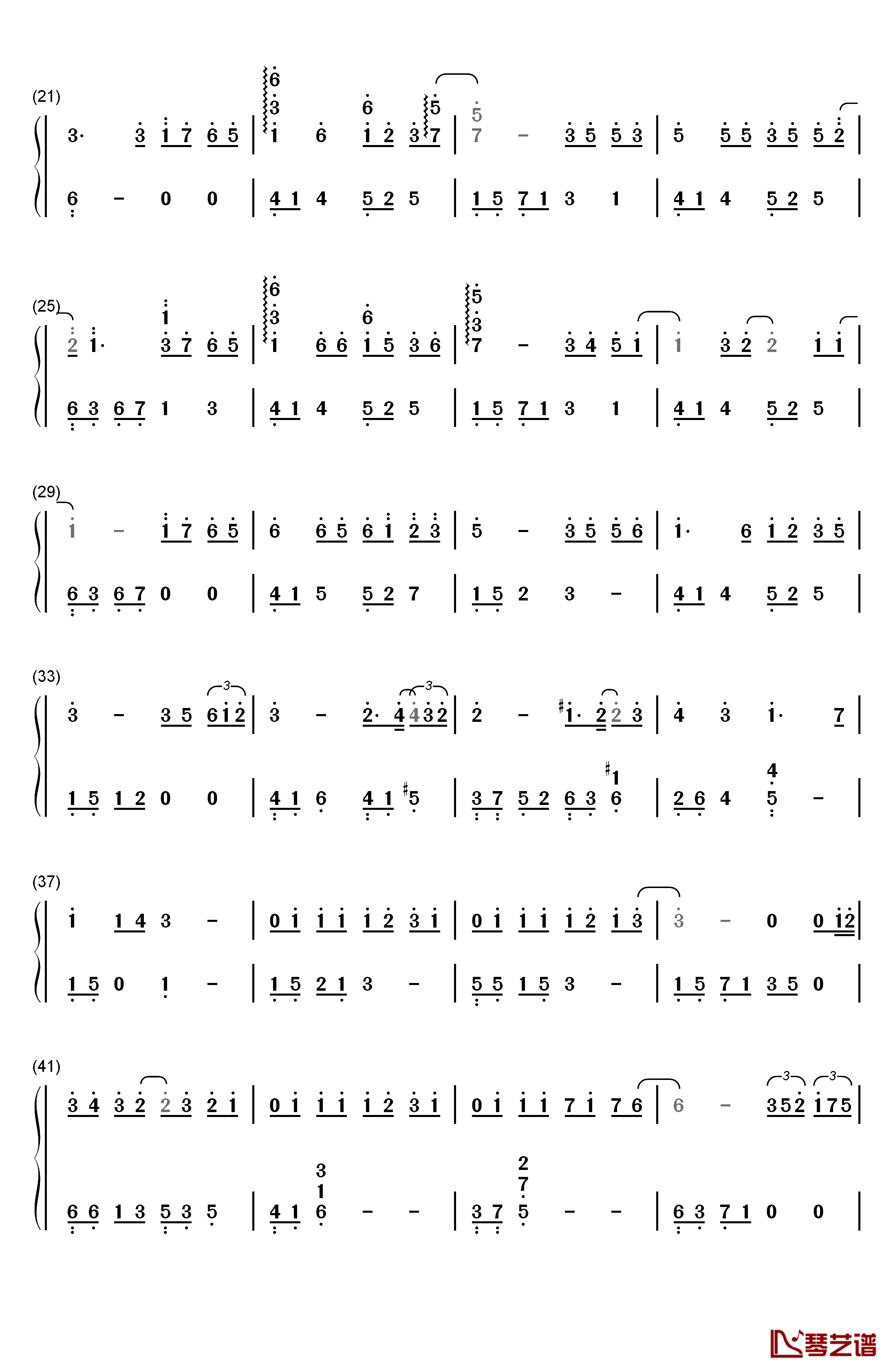 虹之间钢琴简谱-数字双手-金贵晟2