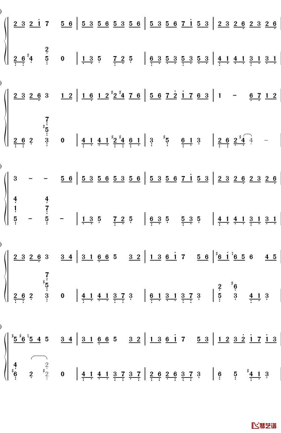 ソ.ラ.ソ.ミ钢琴简谱-数字双手-コーコーヤ2