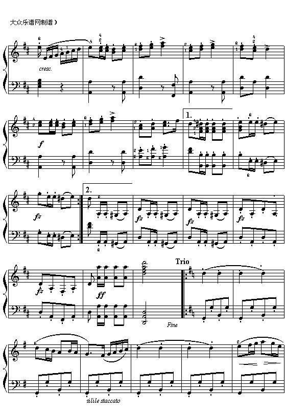 奥舒伯特：军队进行曲简谱1