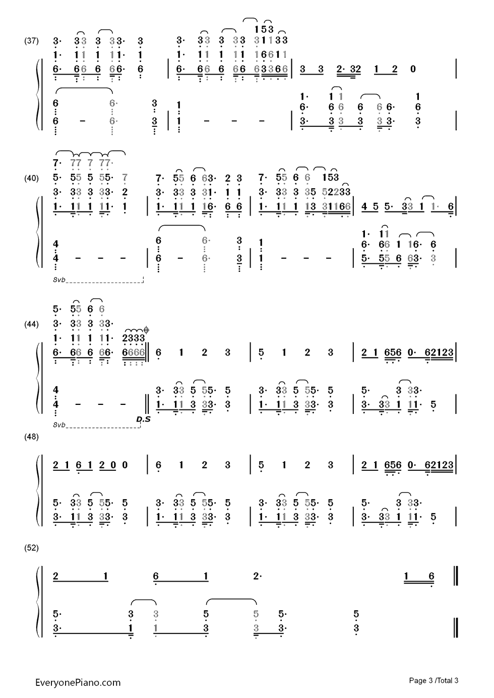 Afterglow钢琴简谱-数字双手-Wilkinson3