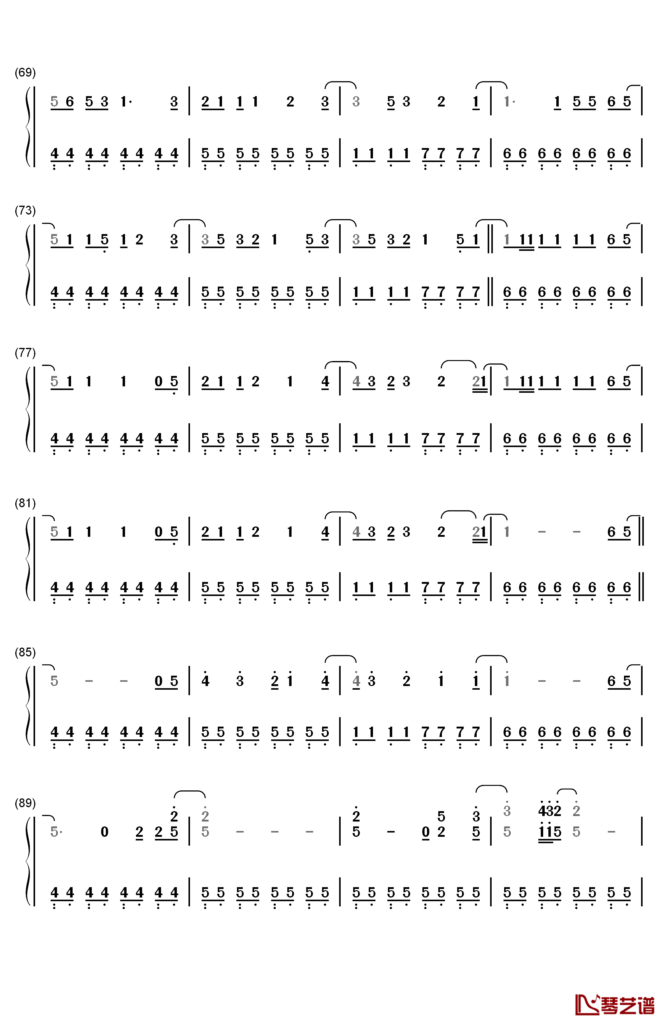 明日夜空的巡逻班钢琴简谱-数字双手-IA4