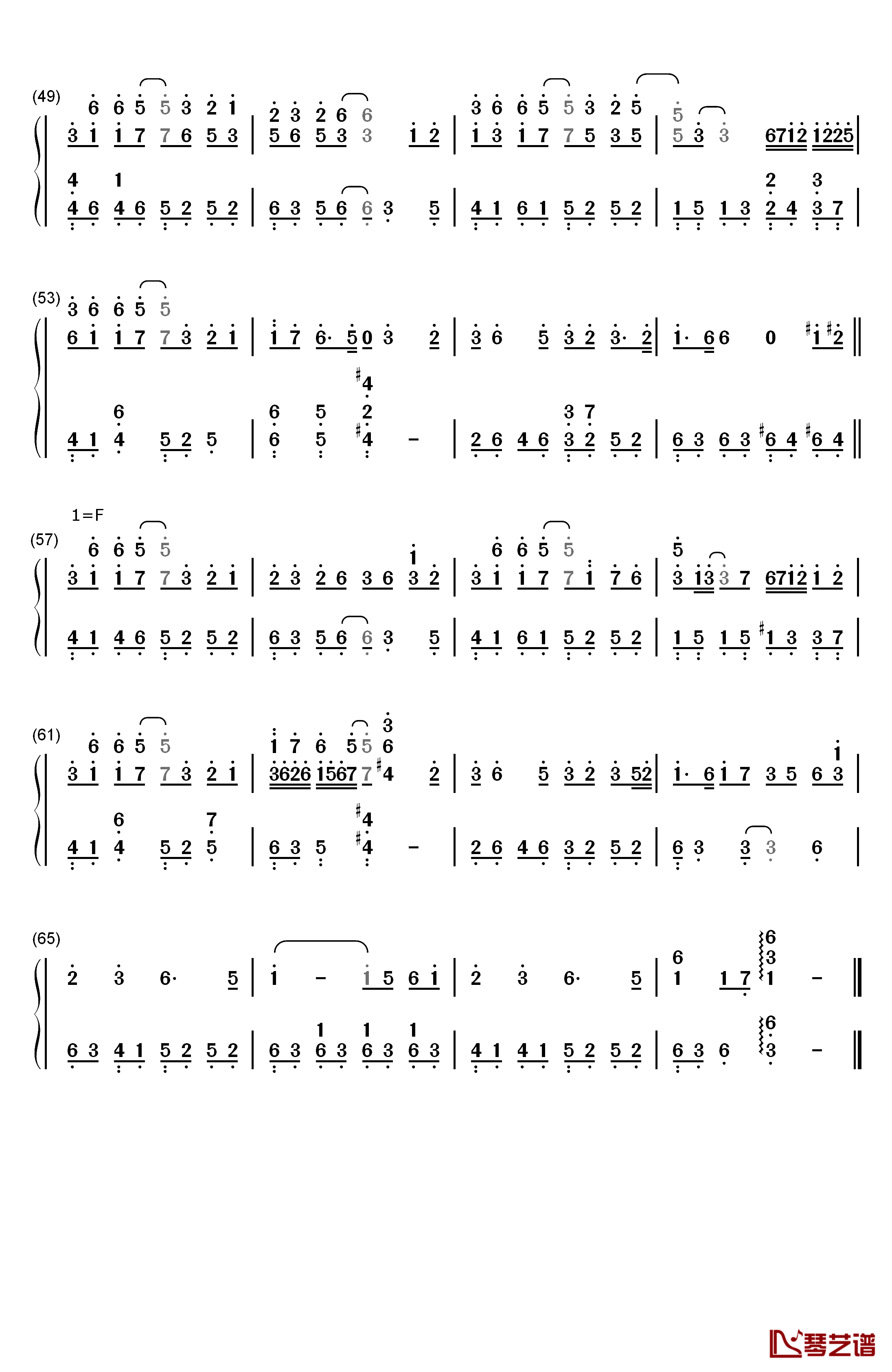 芊芊钢琴简谱-数字双手-回音哥3