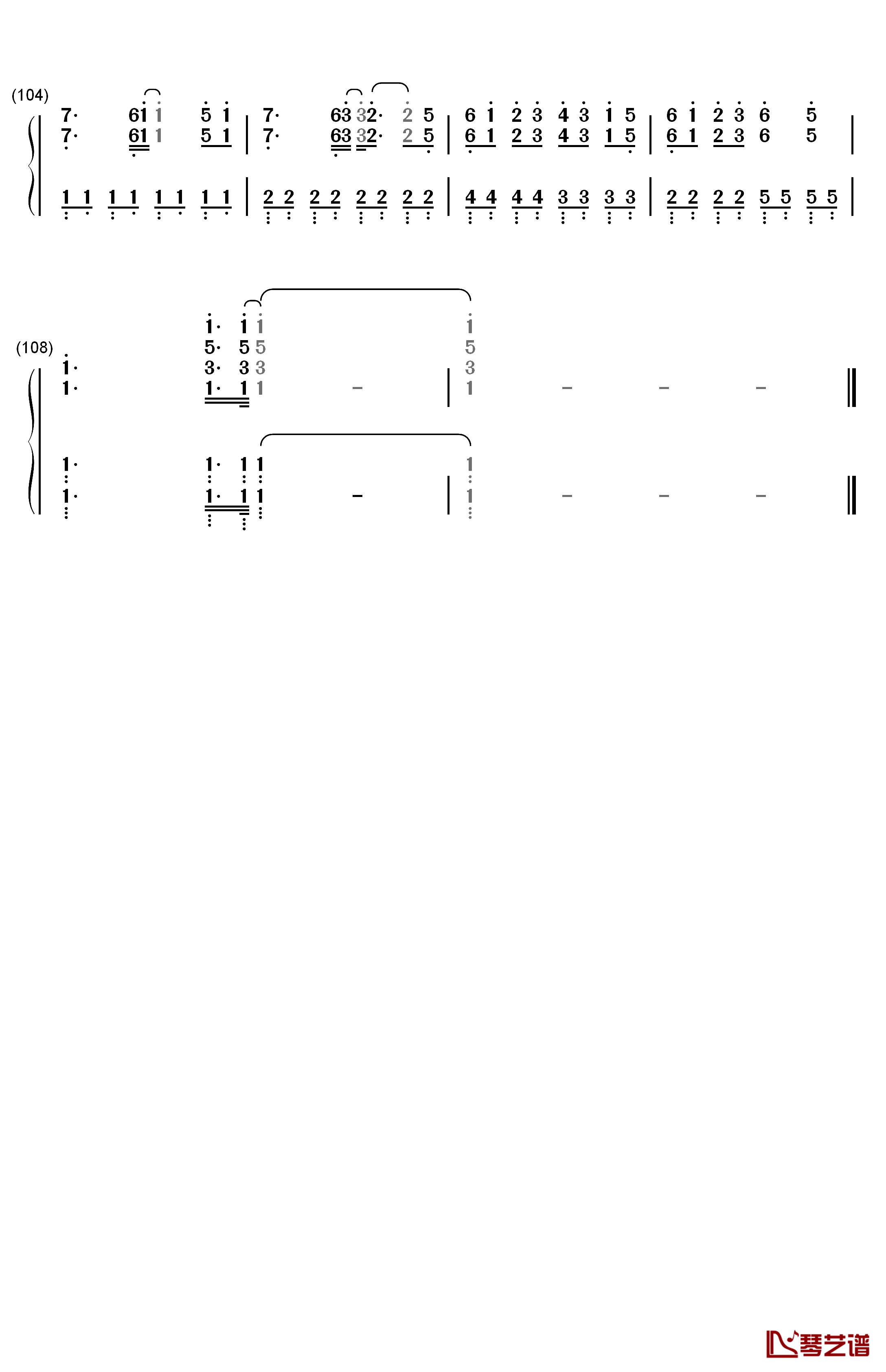 クリスマスソング钢琴简谱-数字双手-back number9