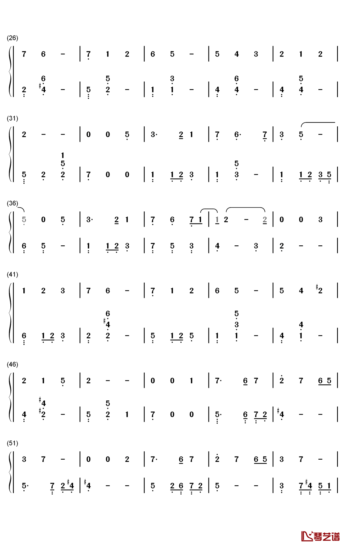 满足钢琴简谱-数字双手-肖战2