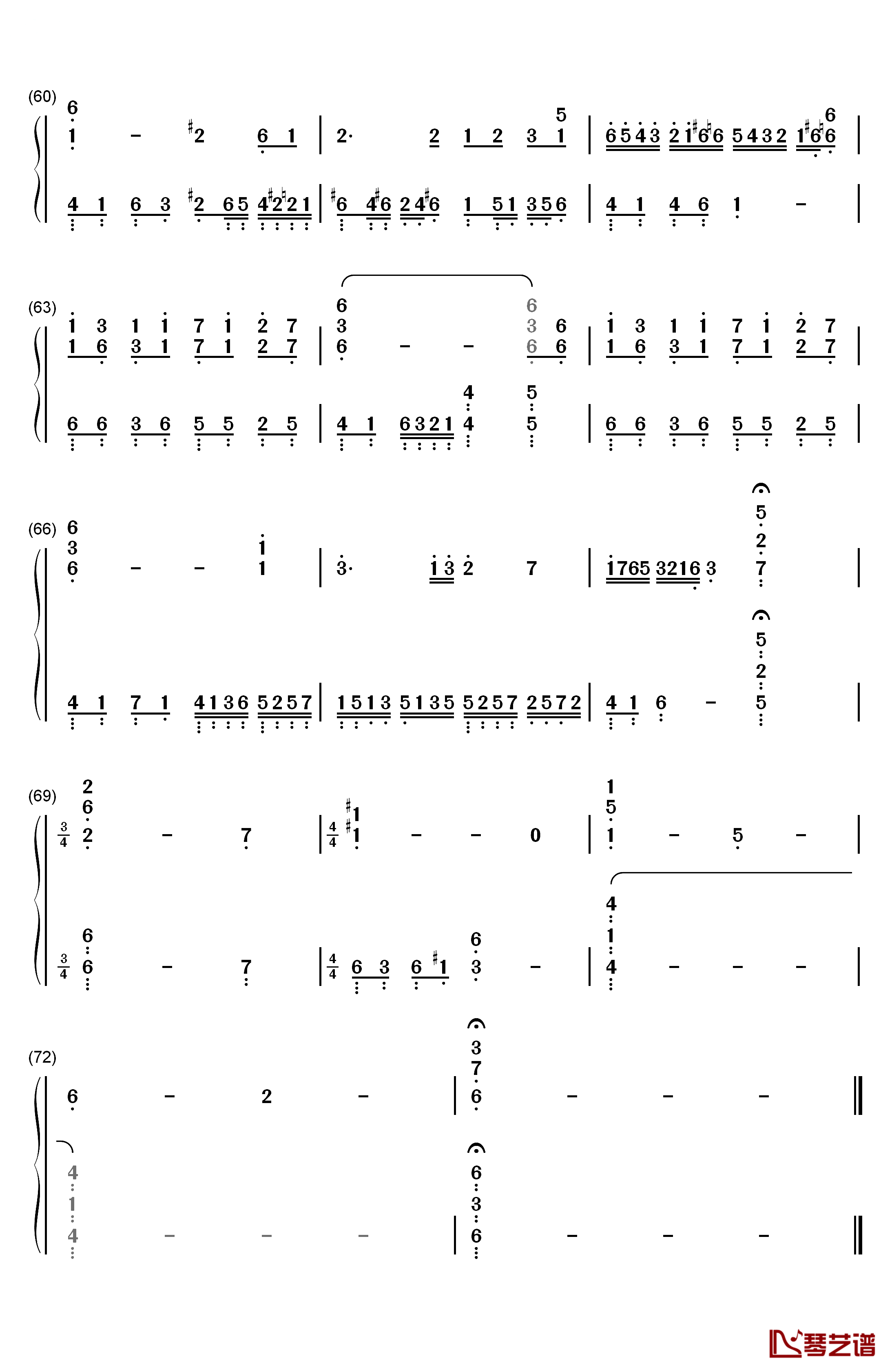 MEMORY钢琴简谱-数字双手-久石让4