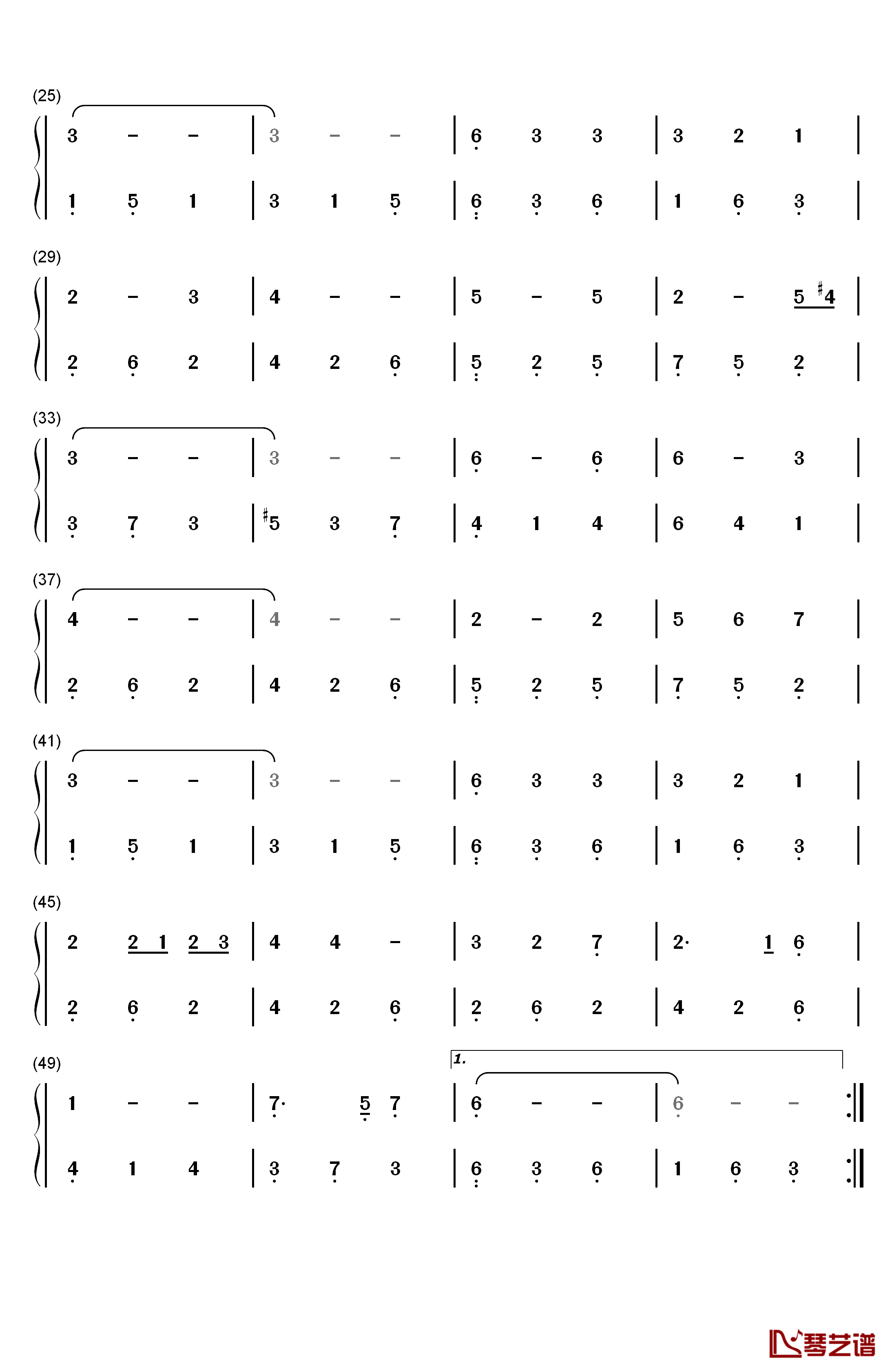 月牙船钢琴简谱-数字双手-小金2