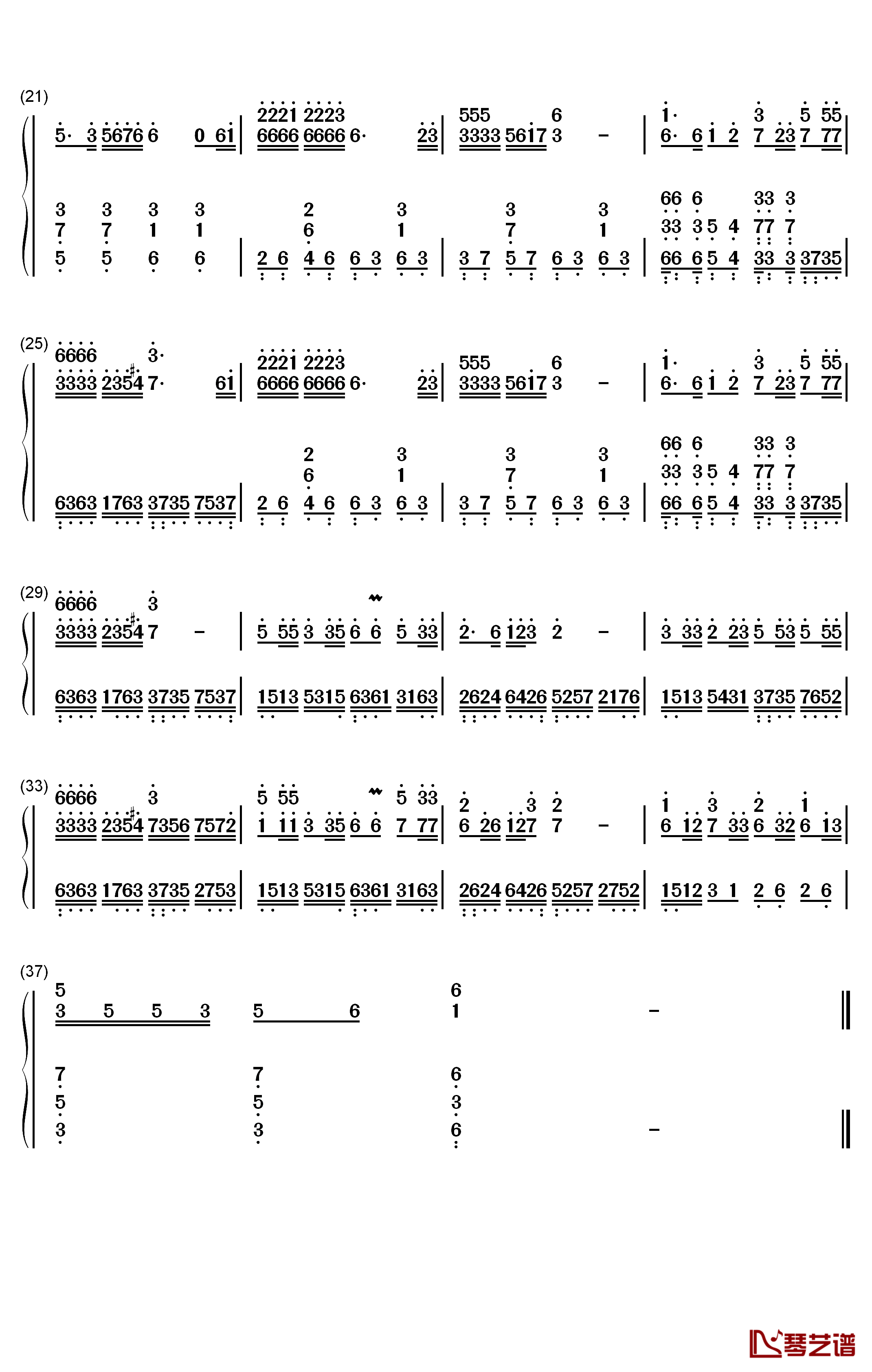 万爱千恩钢琴简谱-数字双手-王琪2