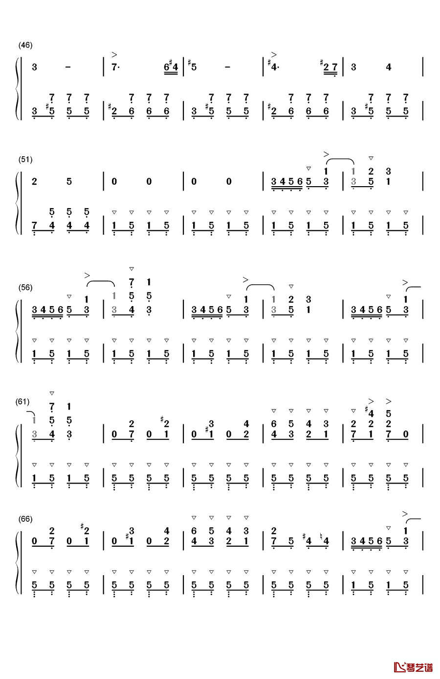 纺织歌钢琴简谱-数字双手-埃尔门赖克3