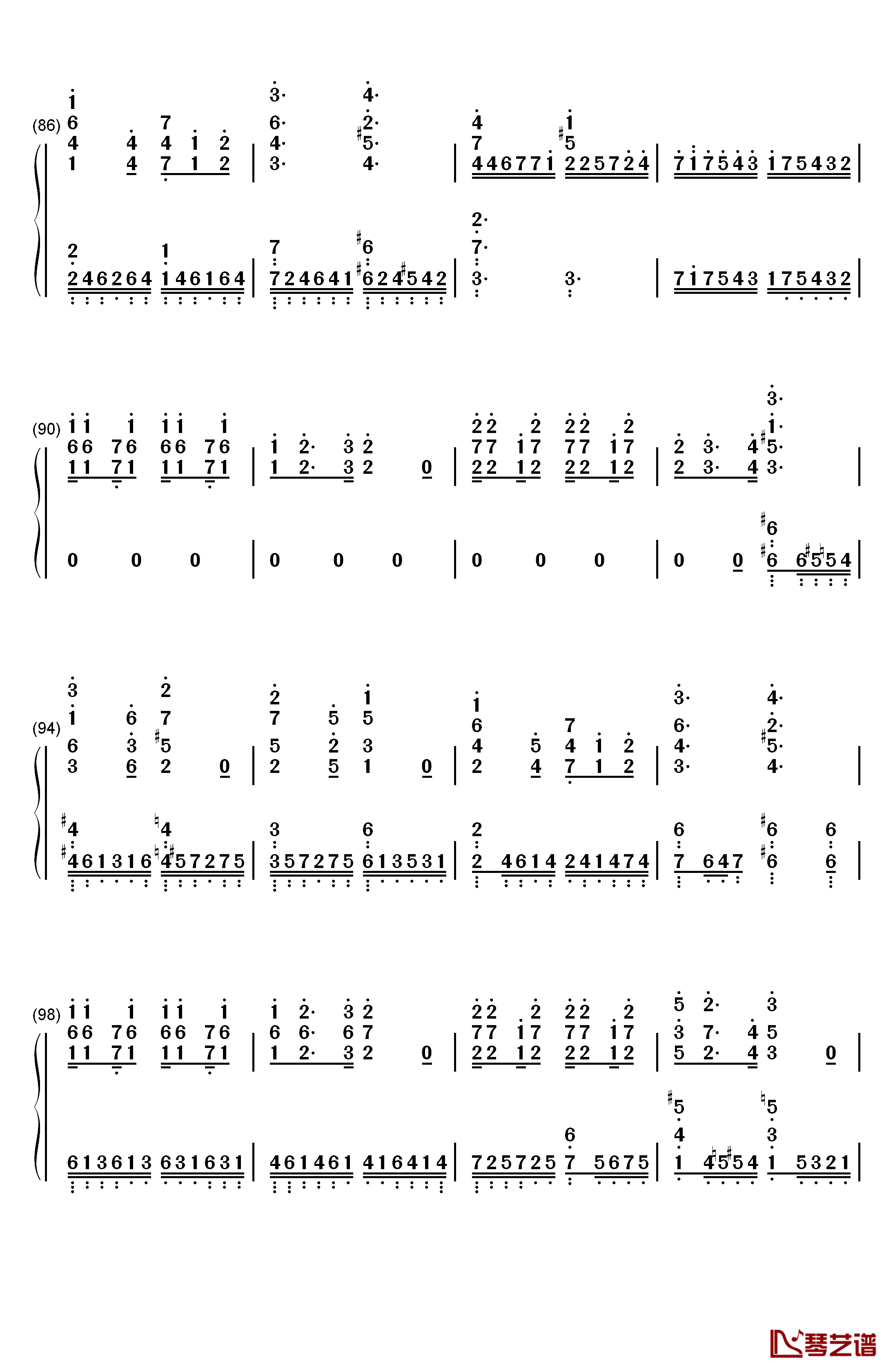 Here钢琴简谱-数字双手-JUNNA6