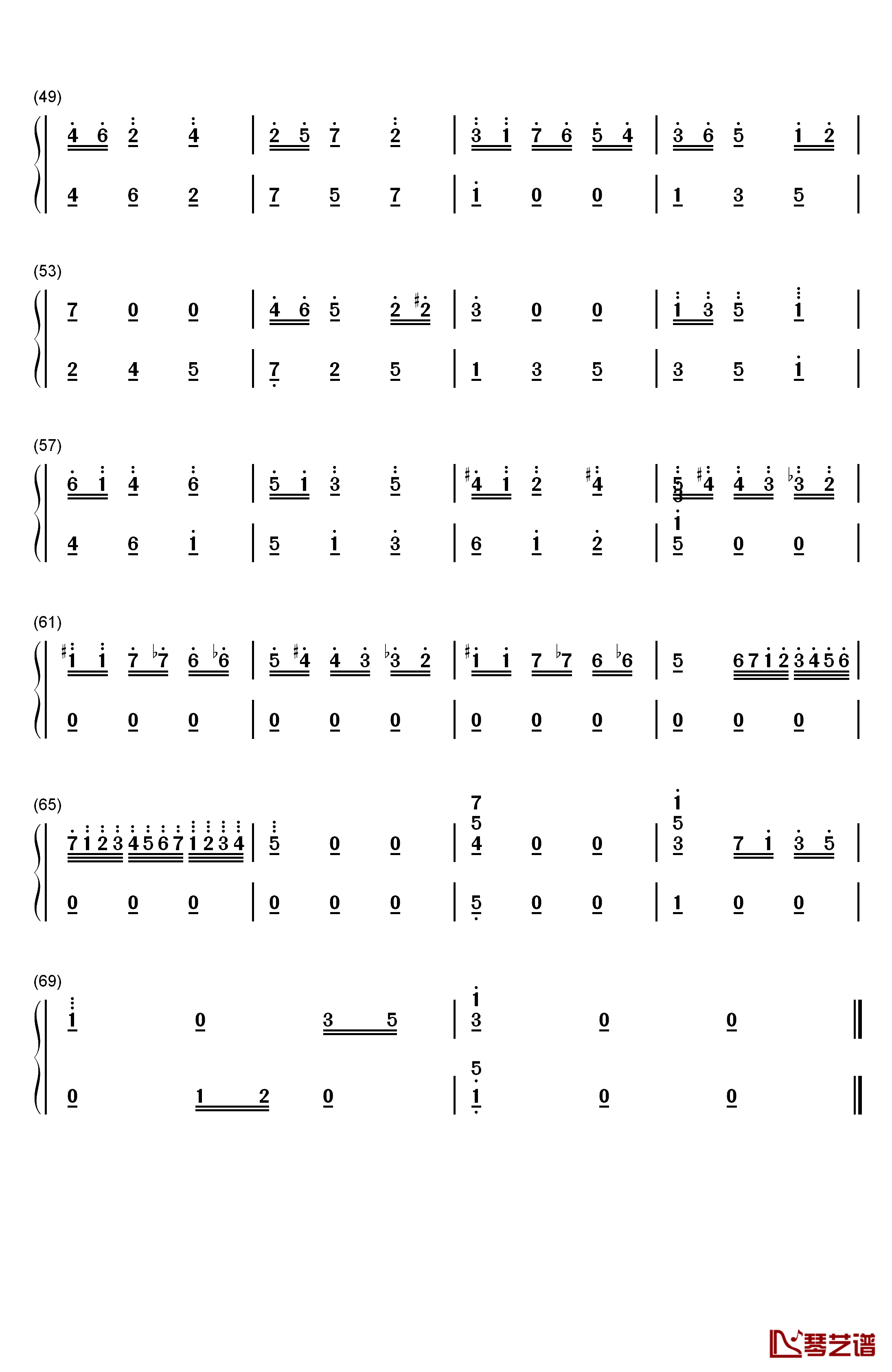 八音盒钢琴简谱-数字双手-波尔迪尼3