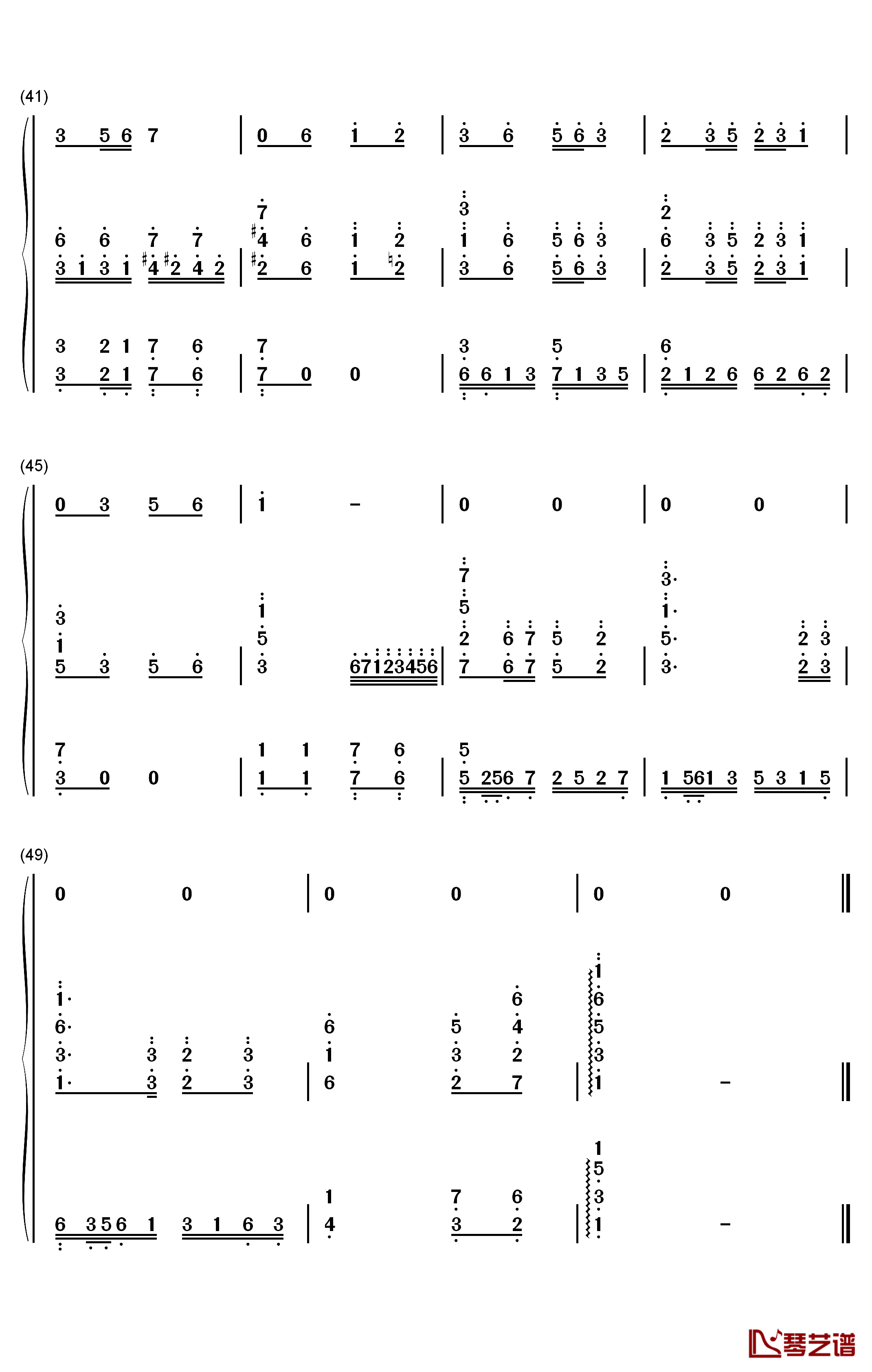 梨花颂钢琴简谱-数字双手-杨乃林4