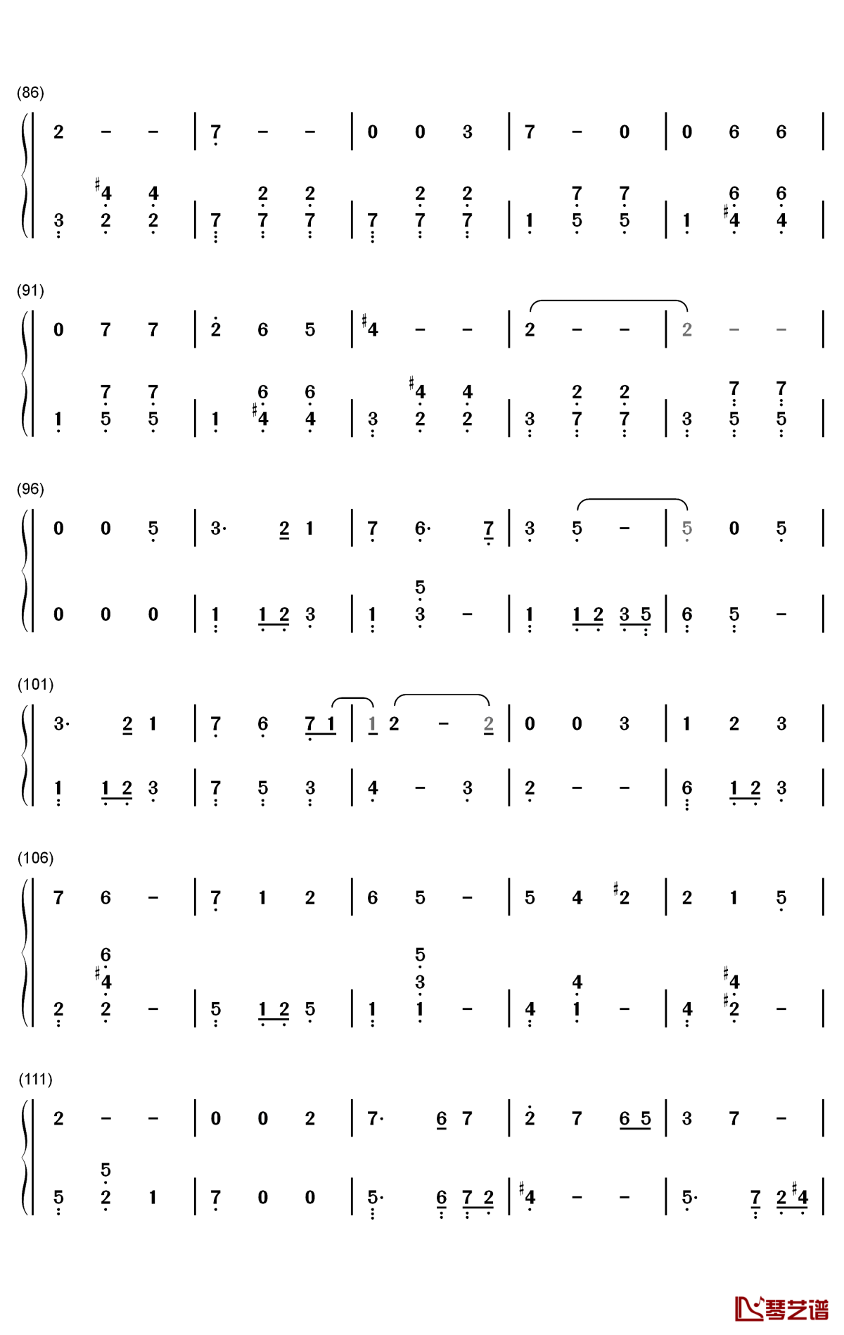 满足钢琴简谱-数字双手-肖战4