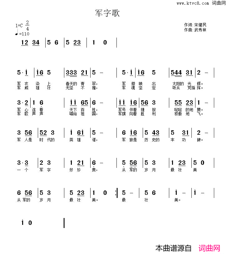 军子歌简谱1