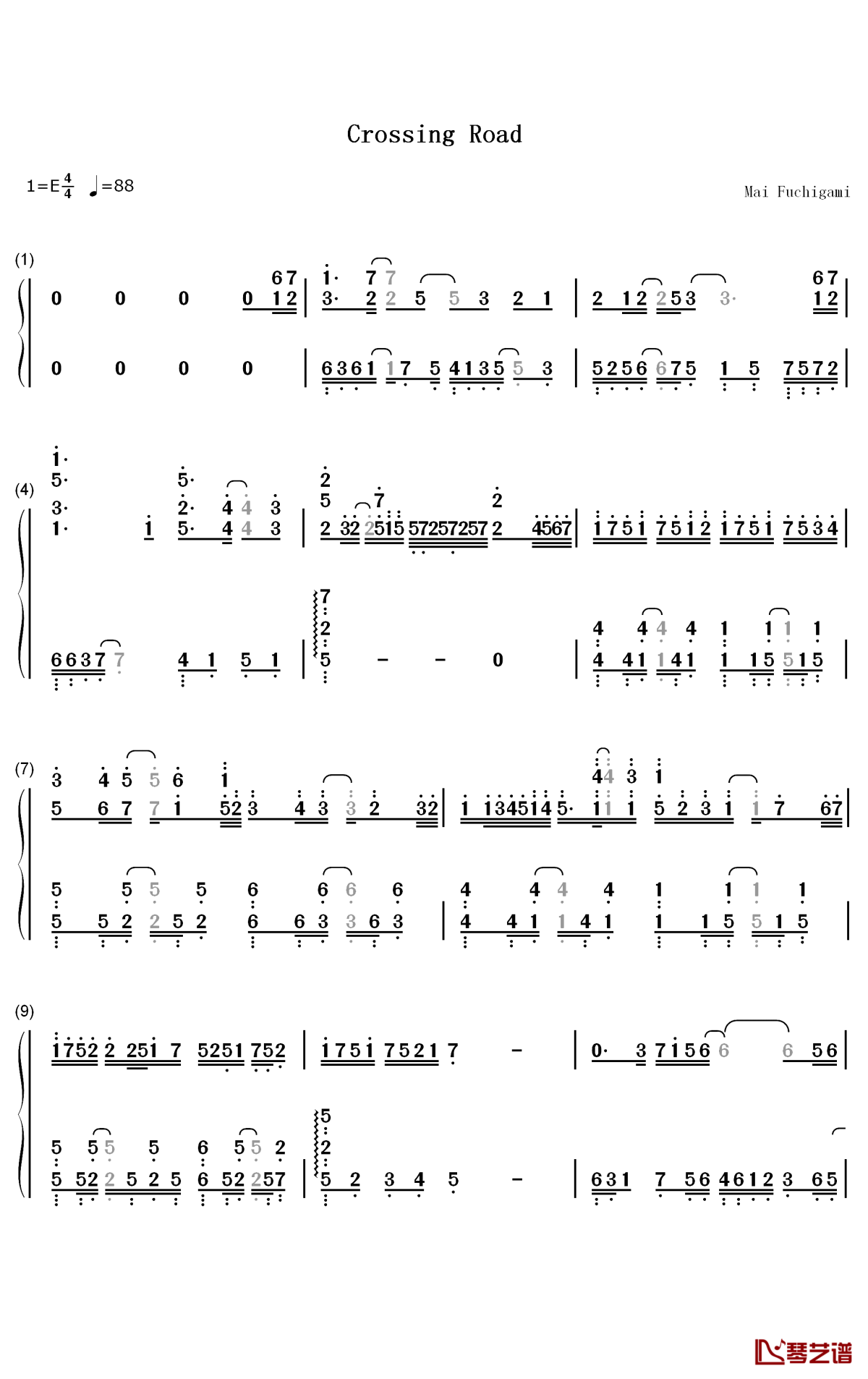 Crossing Road钢琴简谱-数字双手-渕上舞1