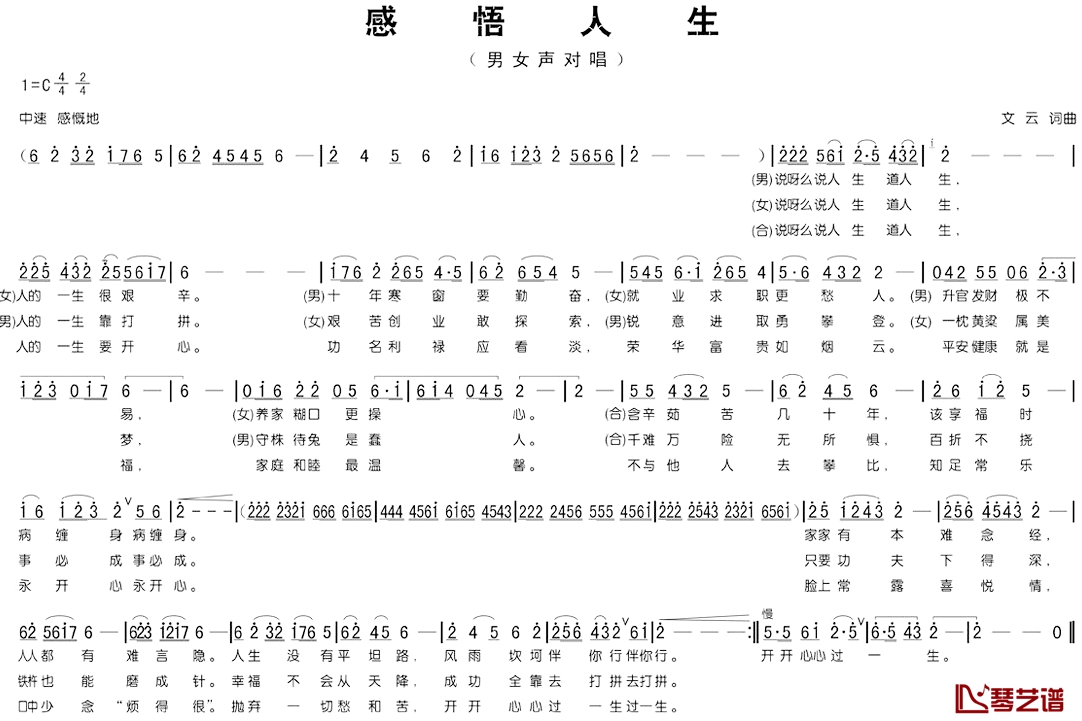 感悟人生简谱-文云词曲1