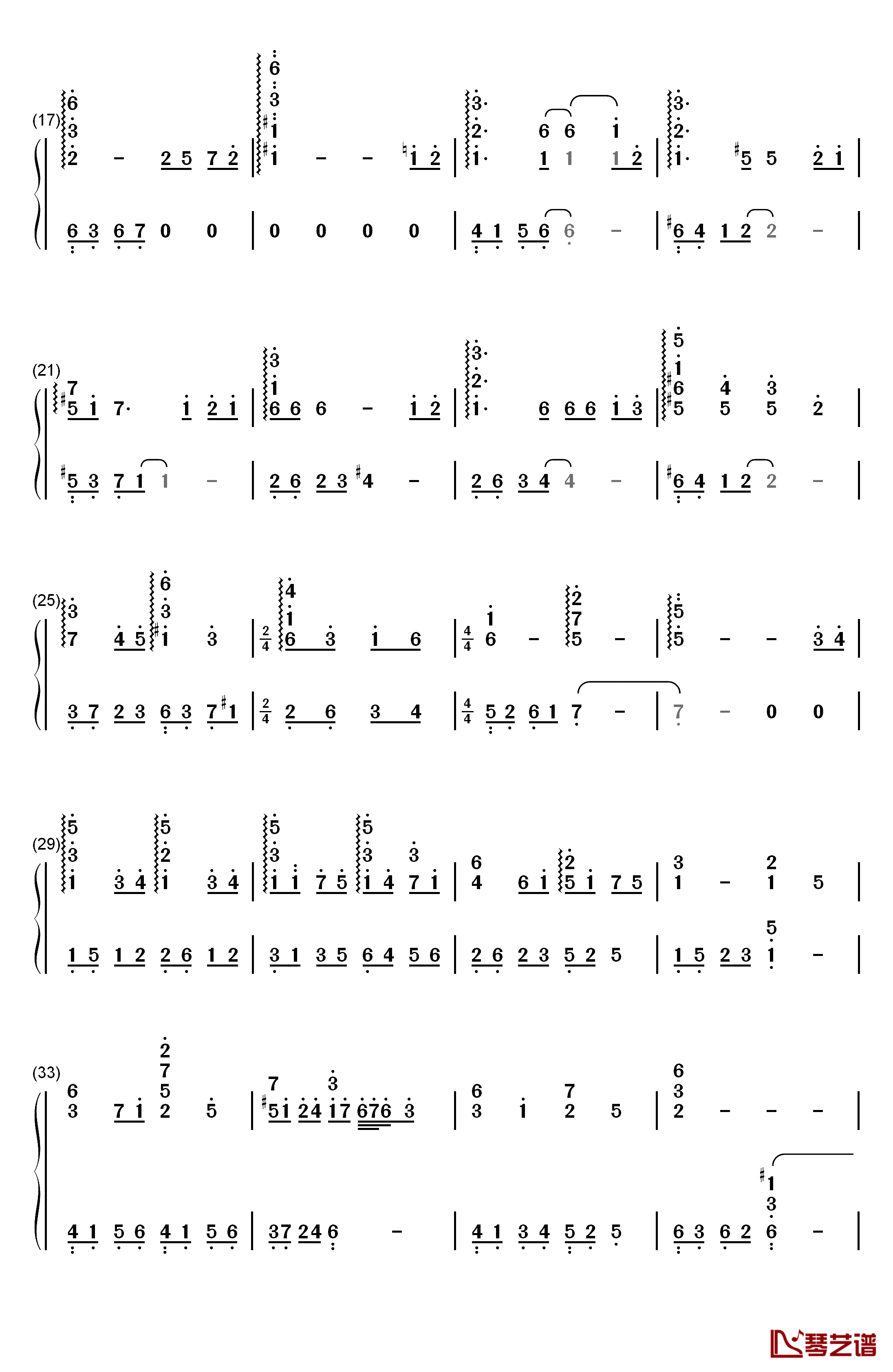 有哉と美月钢琴简谱-数字双手-中西亮辅2