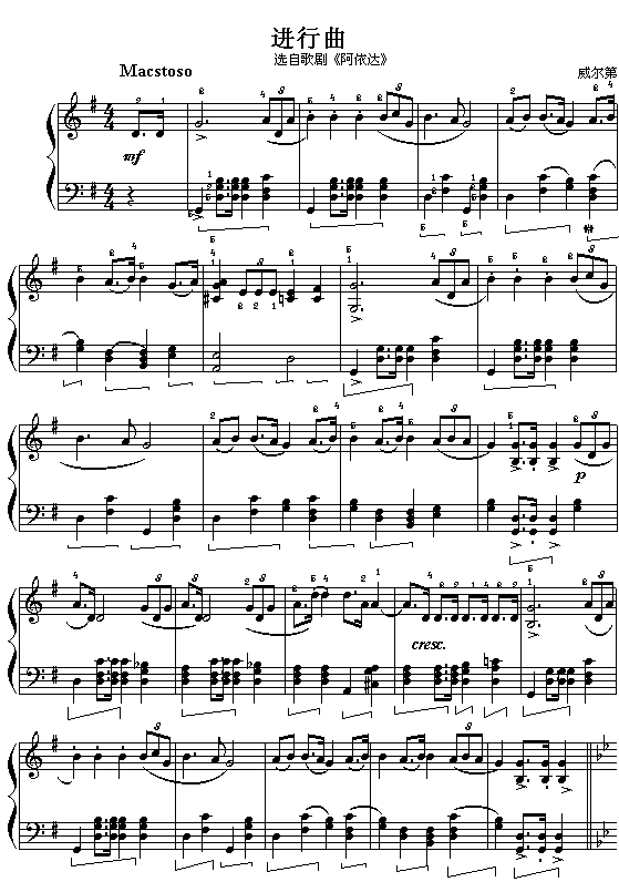 意威尔第歌剧“阿尼达”选曲：进行曲简谱1