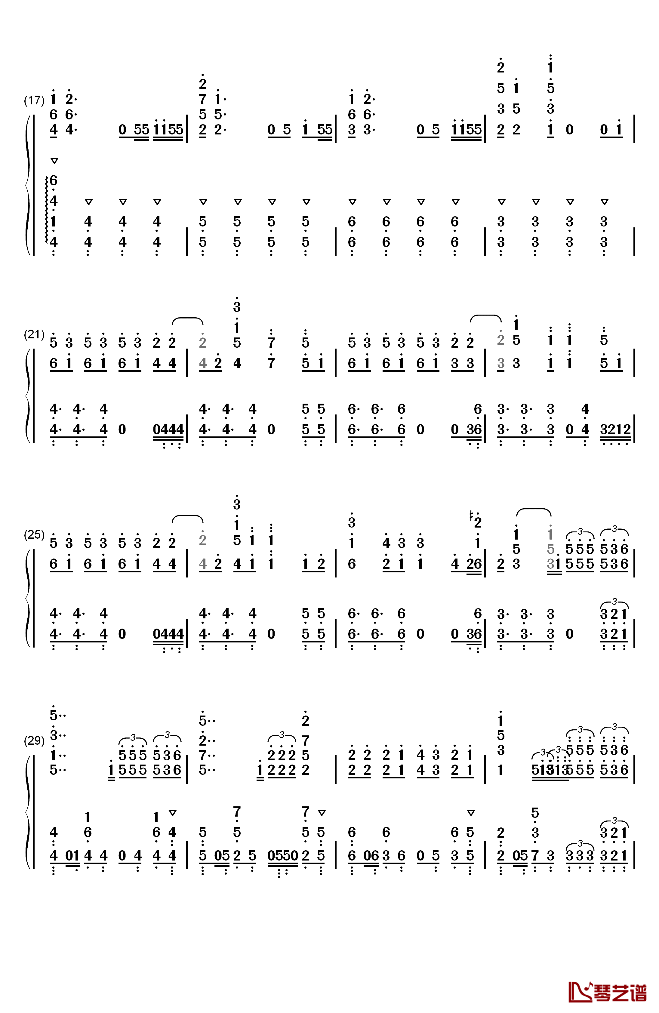 リセット钢琴简谱-数字双手-向井太一2