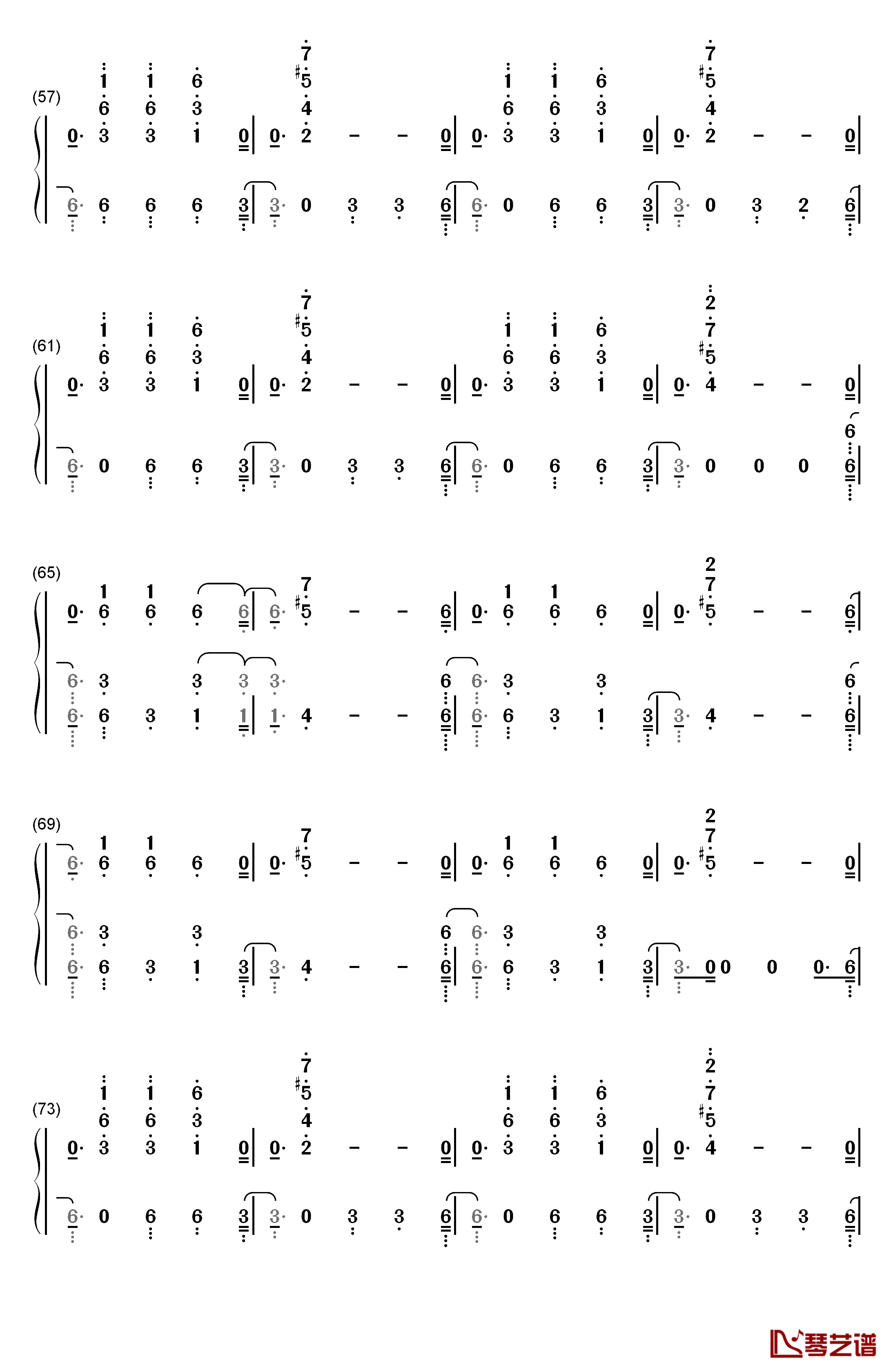 No Name钢琴简谱-数字双手-NF4