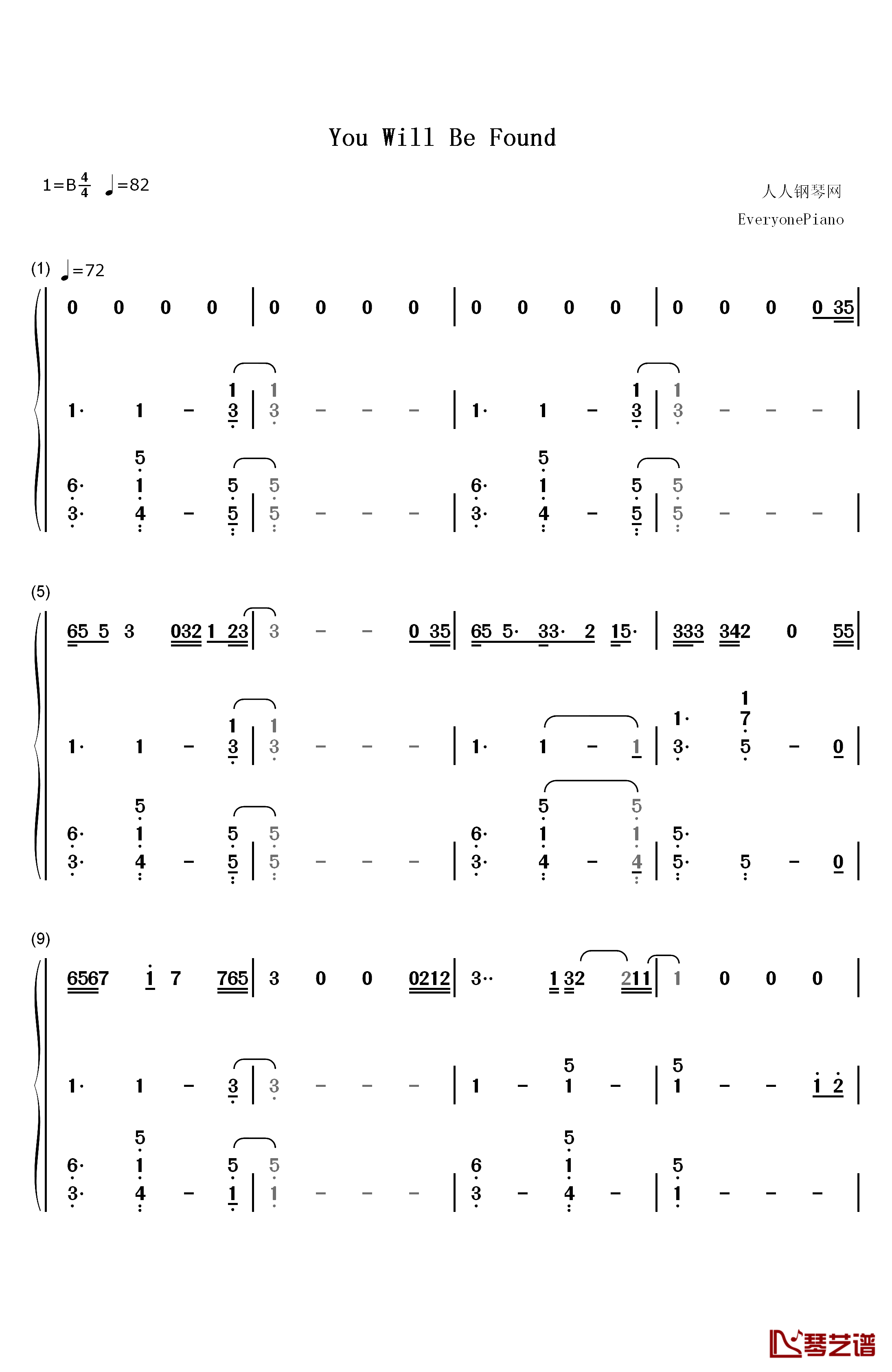 You Will Be Found钢琴简谱-数字双手-Benj Pasek1